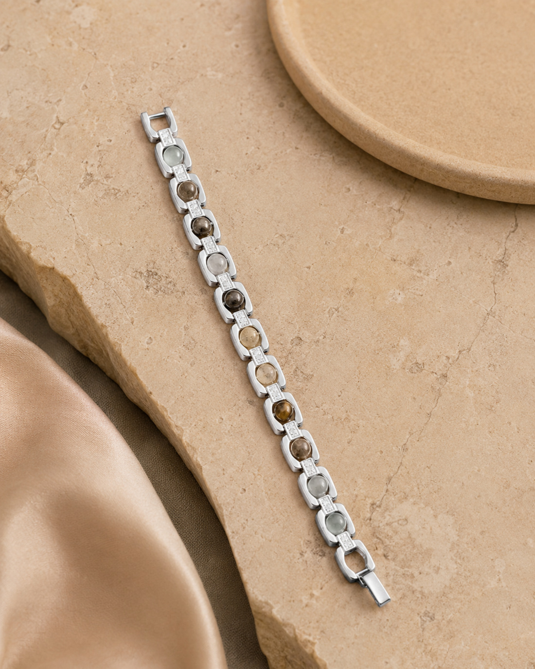 Silver Plated Aura Fusion Link Bracelet