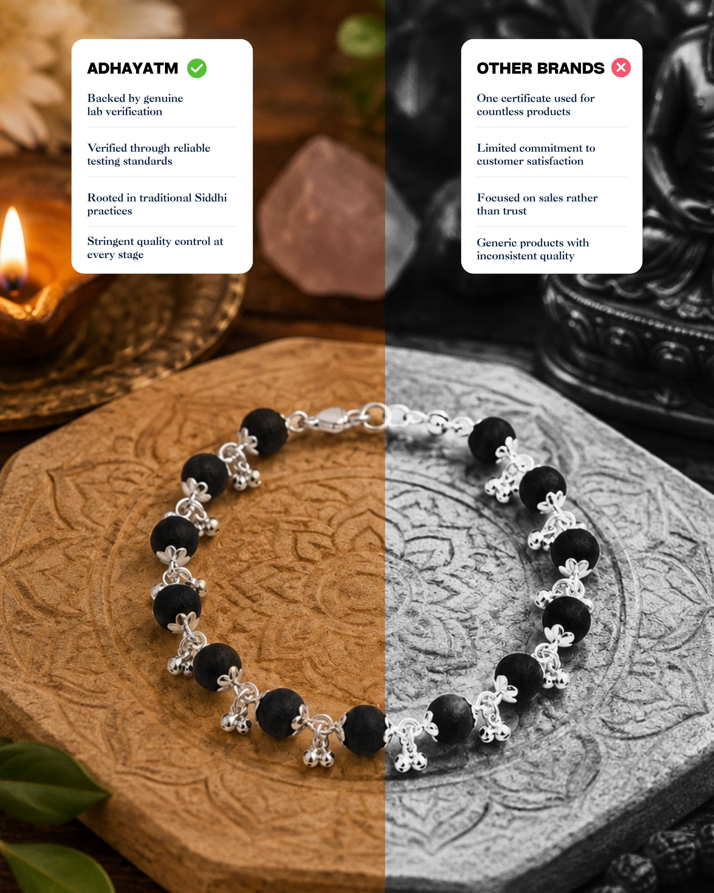 Silver Plated Karungali Beads with Ghungaroo Bracelet For Women