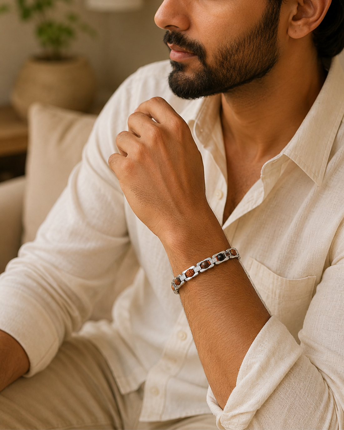 Silver Plated Essential Rudraksh Karungali Bracelet
