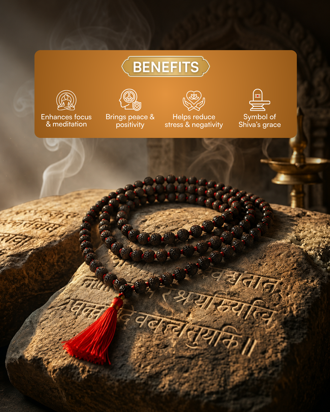 Black Rudraksh Mala 108+1 Beads (काले रुद्राक्ष माला 108+1 मोती)