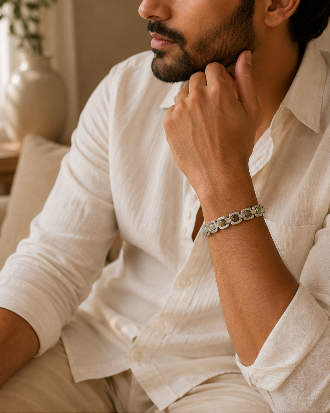 Silver Plated Aura Fusion Link Bracelet