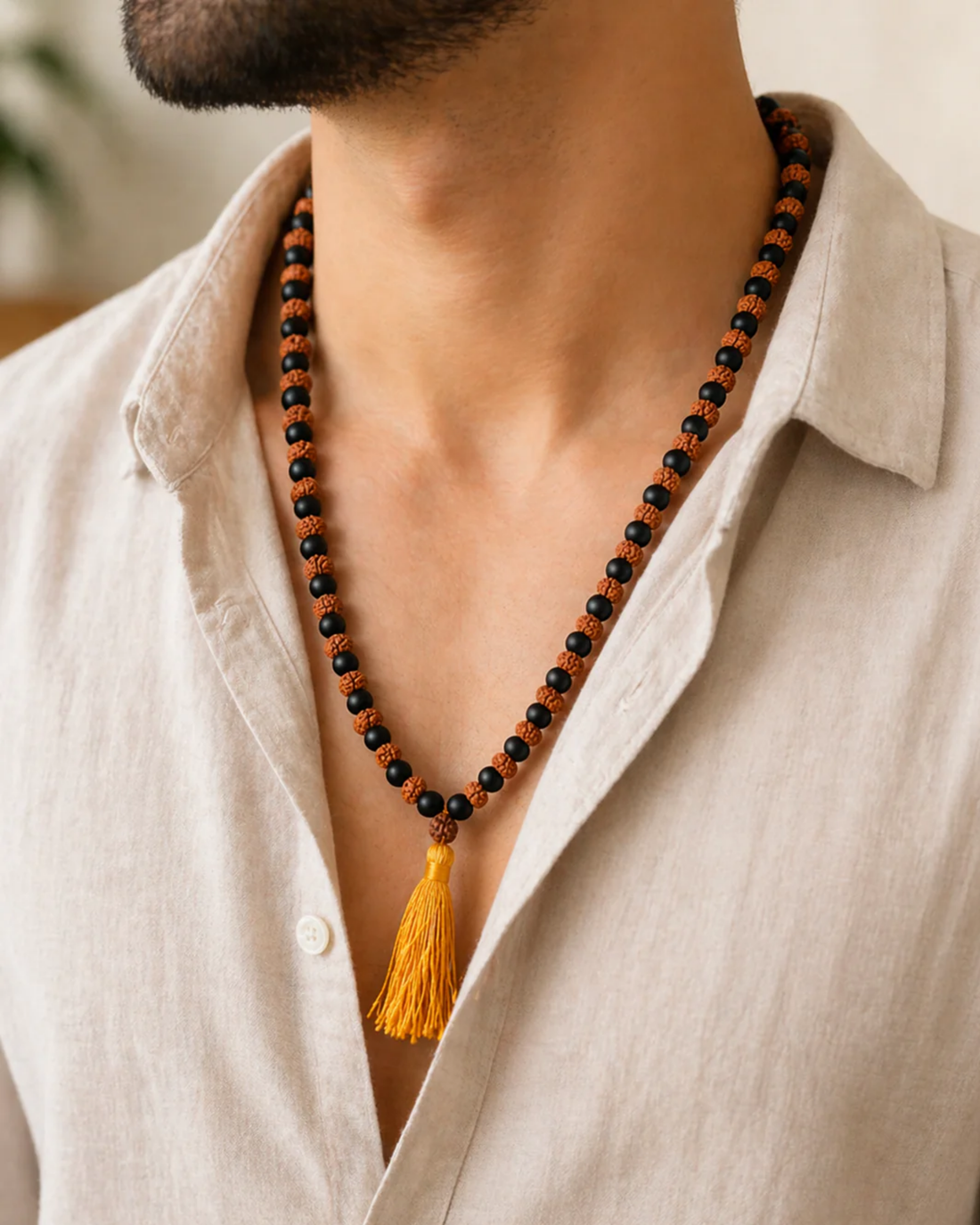 Daya Shatakam Rudraksh Karungali mala 108+1 Beads (दया शतकम रुद्राक्ष करुंगली माला 108+1 मोती)