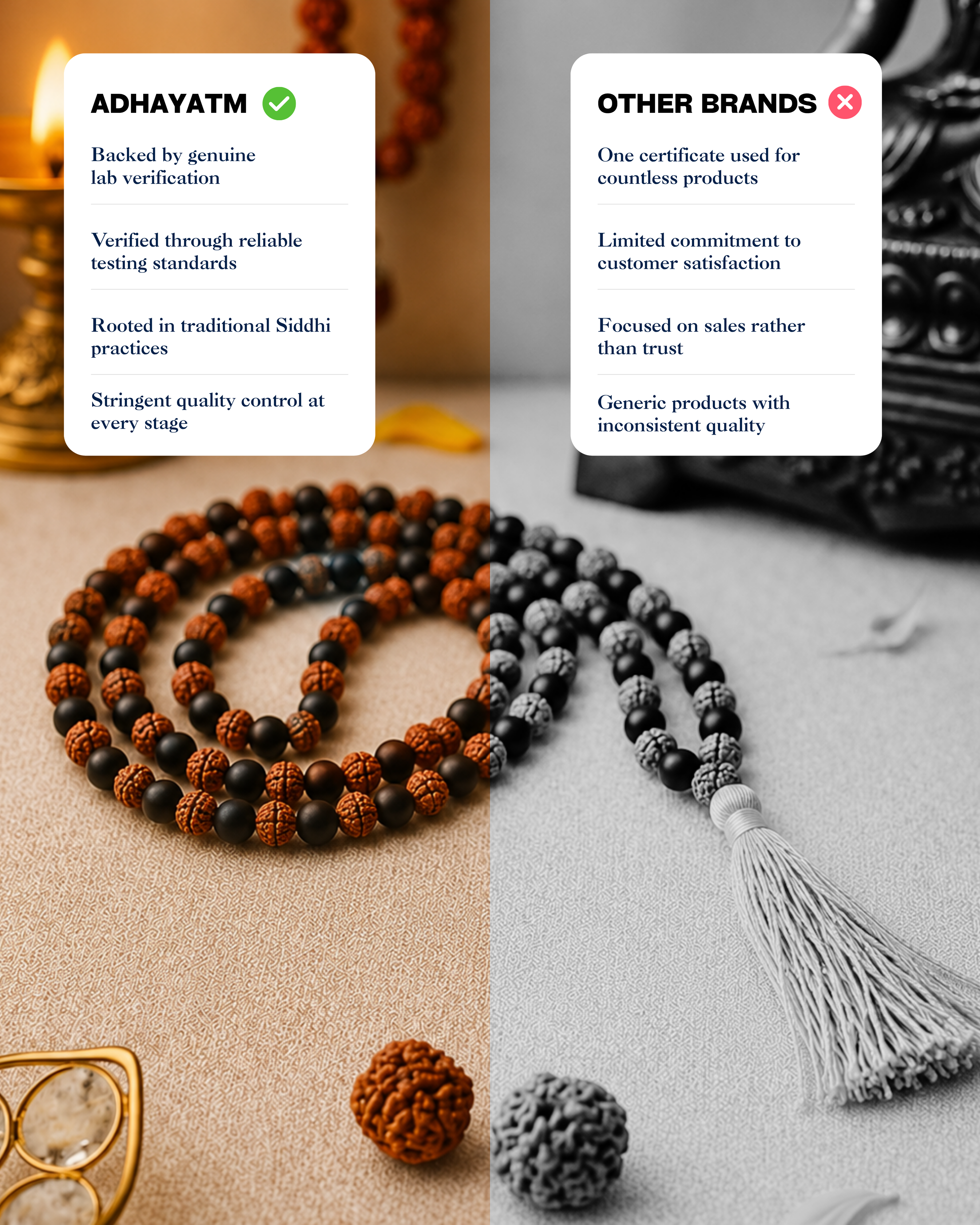 Daya Shatakam Rudraksh Karungali mala 108+1 Beads (दया शतकम रुद्राक्ष करुंगली माला 108+1 मोती)