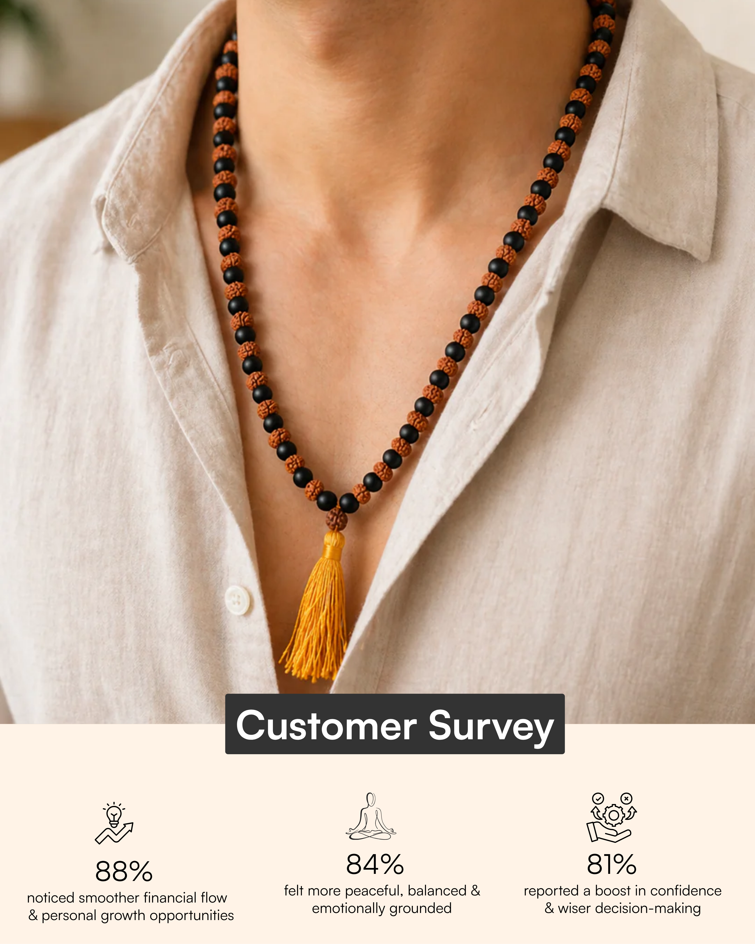 Daya Shatakam Rudraksh Karungali mala 108+1 Beads (दया शतकम रुद्राक्ष करुंगली माला 108+1 मोती)