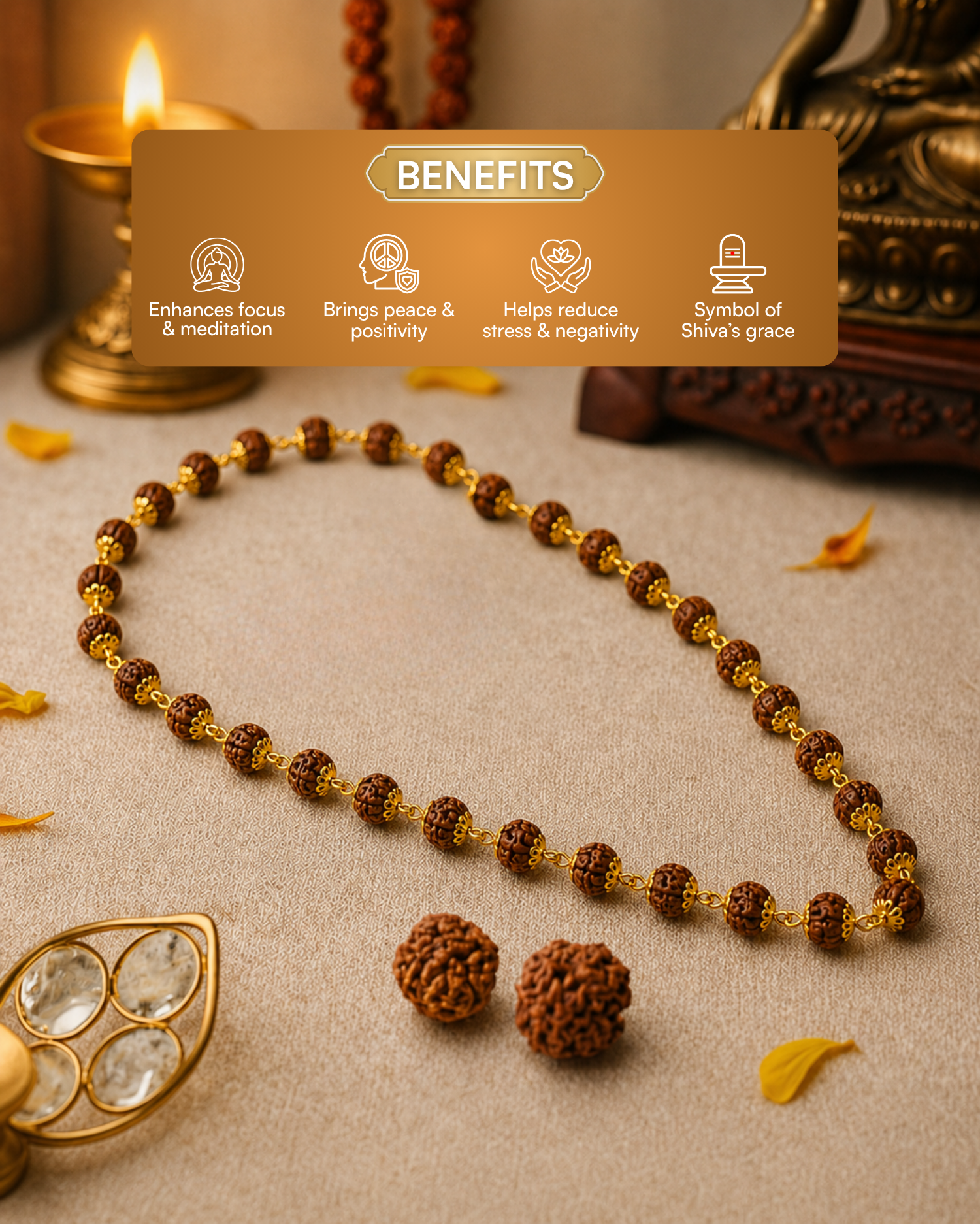 Gold Plated Divine Love Rudraksh Mala