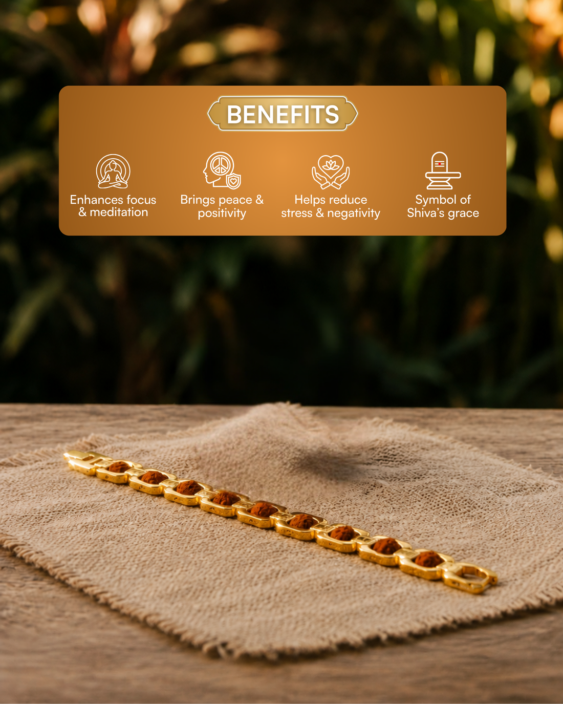 Gold Plated Essential Rudraksh Bracelet (गोल्ड प्लेटेड एसेंशियल रुद्राक्ष ब्रेसलेट)