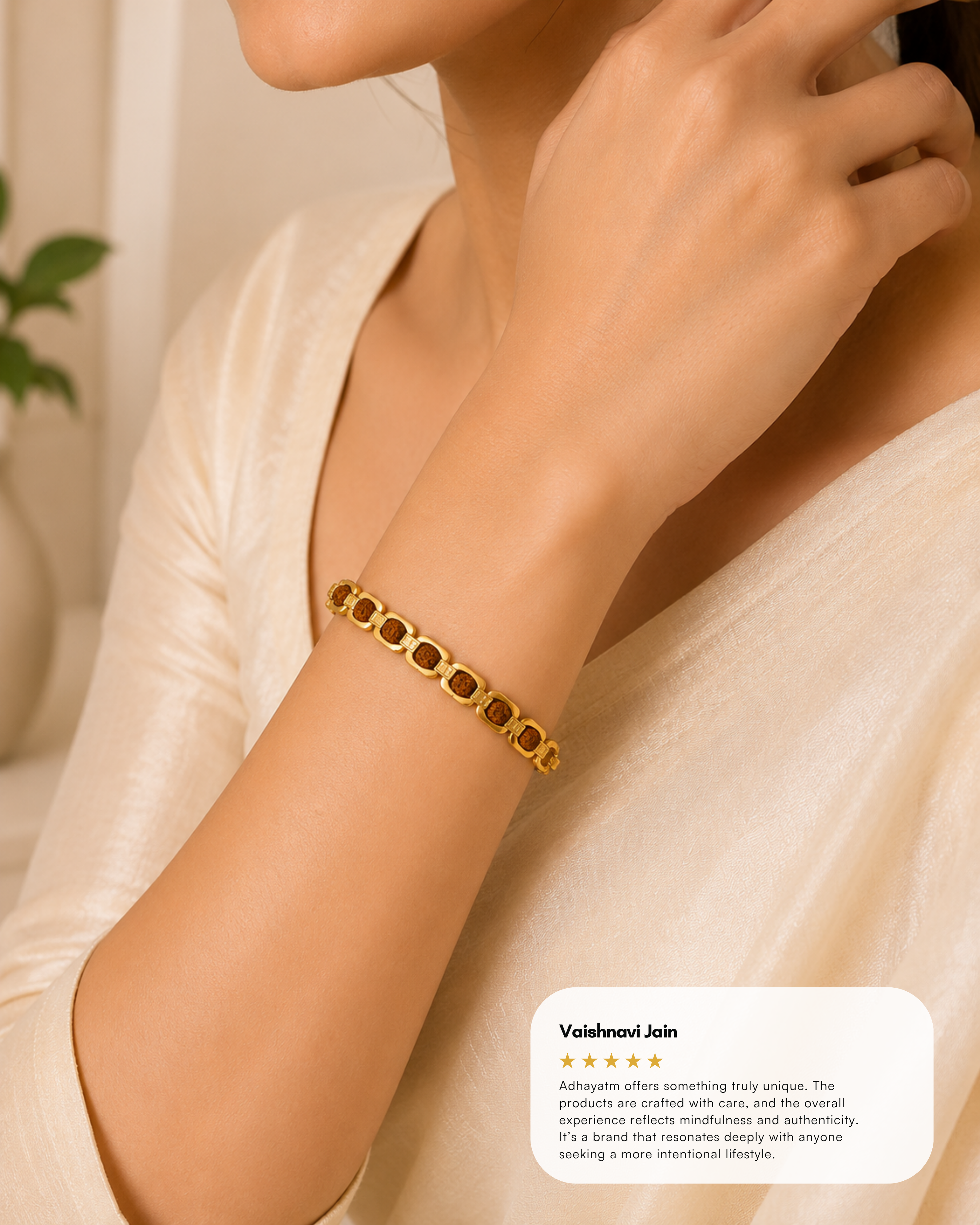 Gold Plated Essential Rudraksh Bracelet (गोल्ड प्लेटेड एसेंशियल रुद्राक्ष ब्रेसलेट)