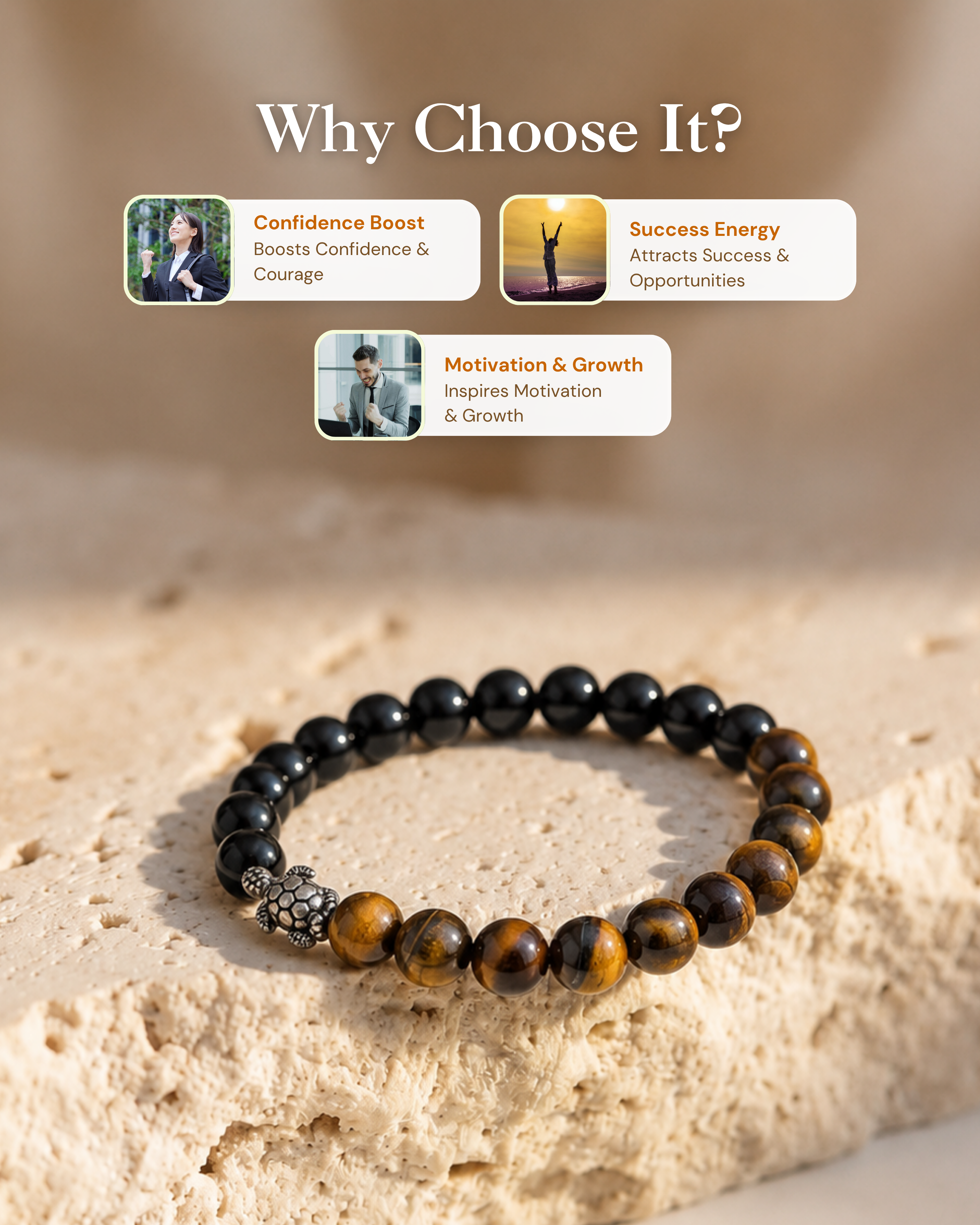 Tiger Eye & Black Obsidian Power Shield Bracelet