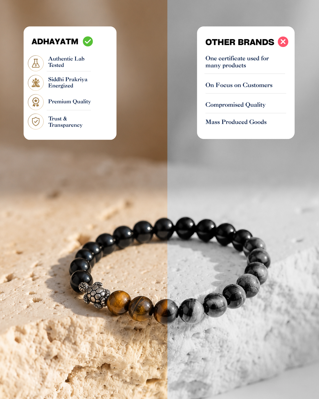 Tiger Eye & Black Obsidian Power Shield Bracelet