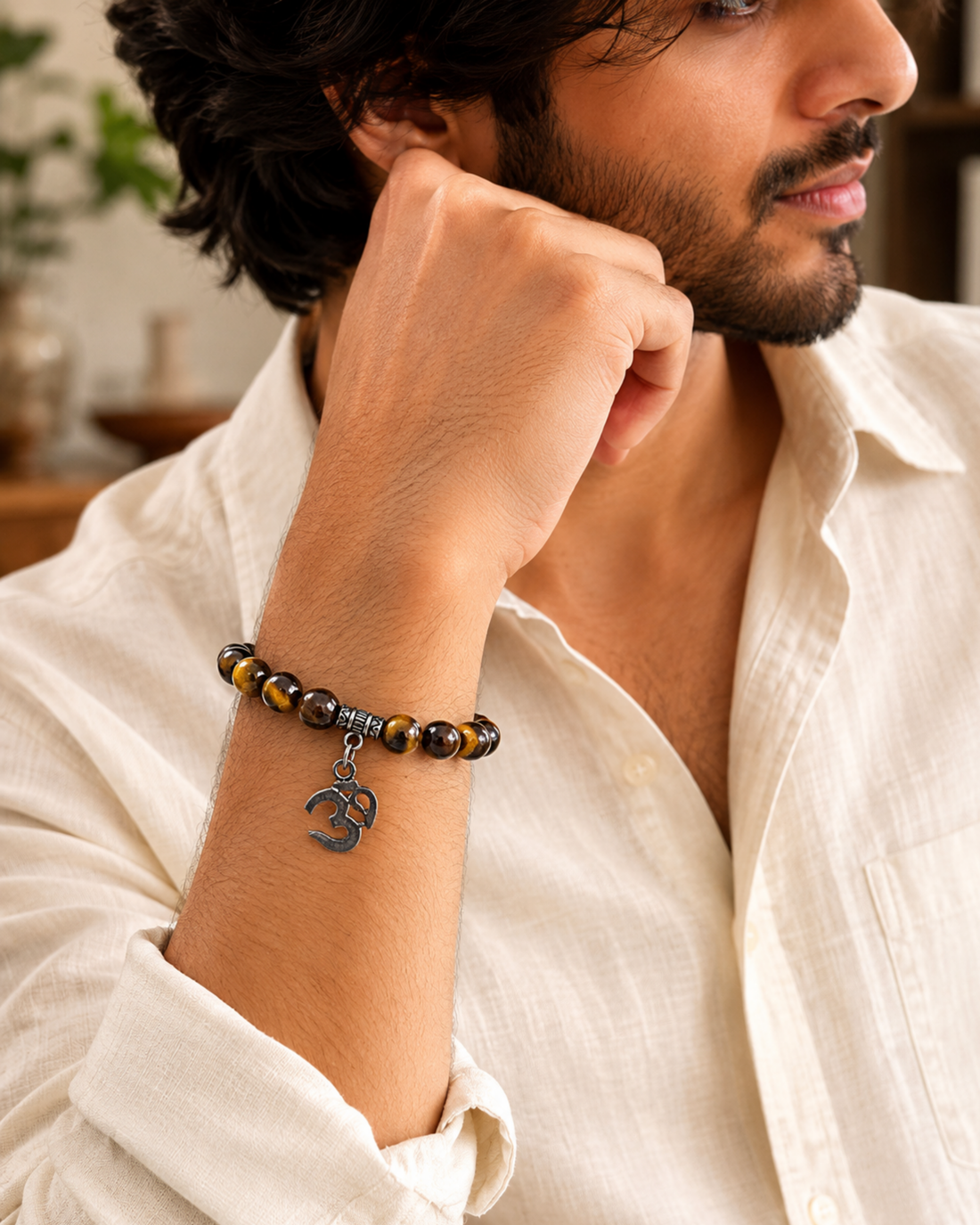 Tiger Eye Om Divine Energy Bracelet
