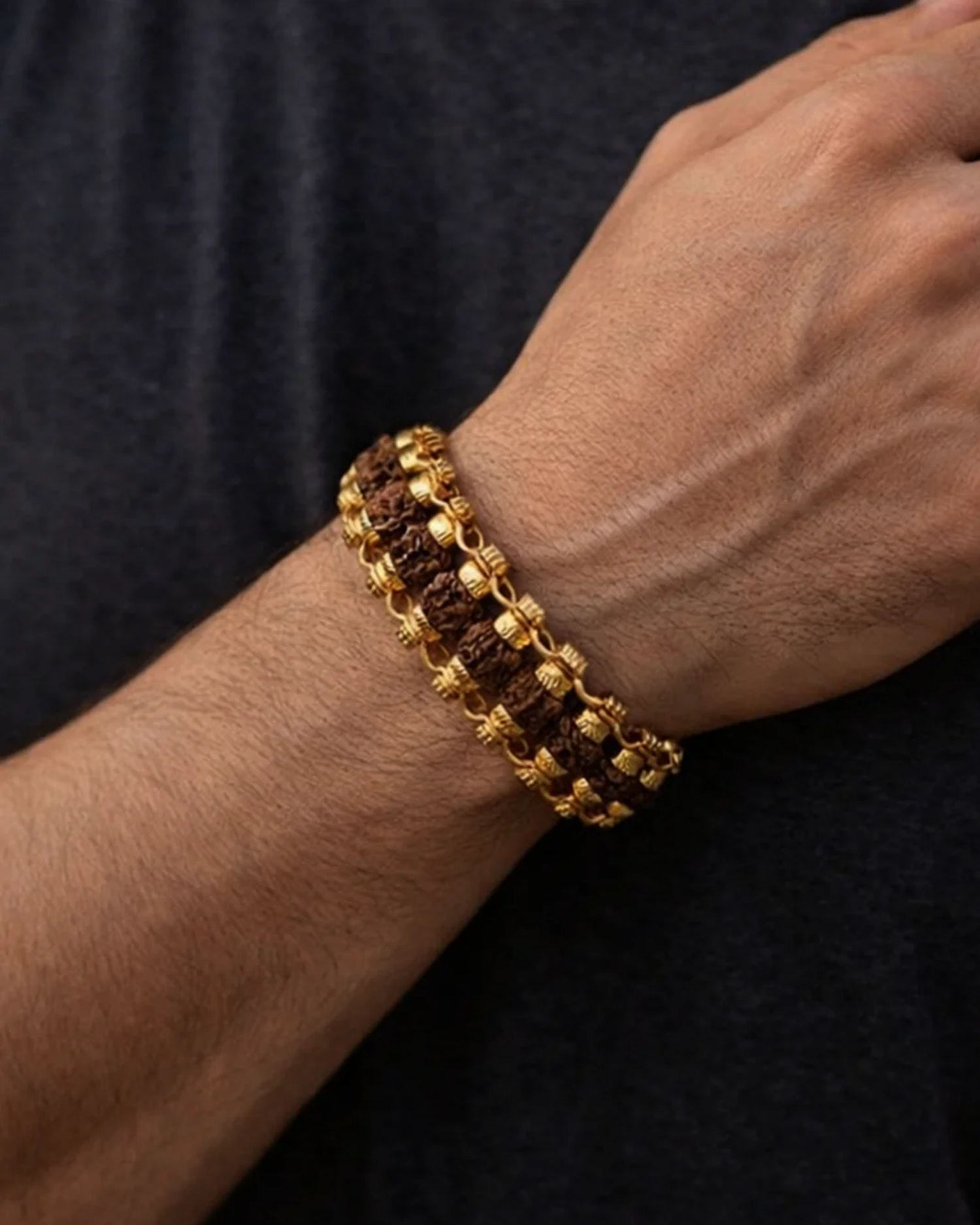 Gold Plated Modern Rudraksh Bracelet