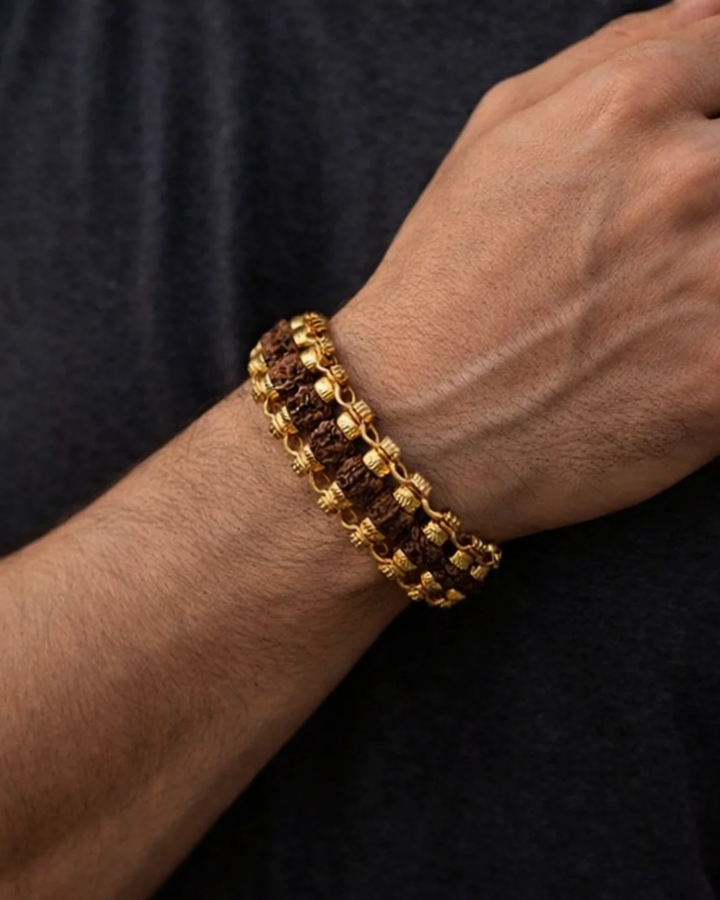 Gold Plated Modern Rudraksh Bracelet
