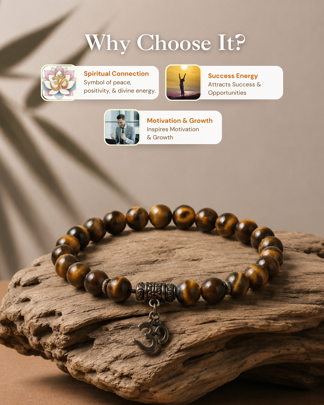 Tiger Eye Om Divine Energy Bracelet