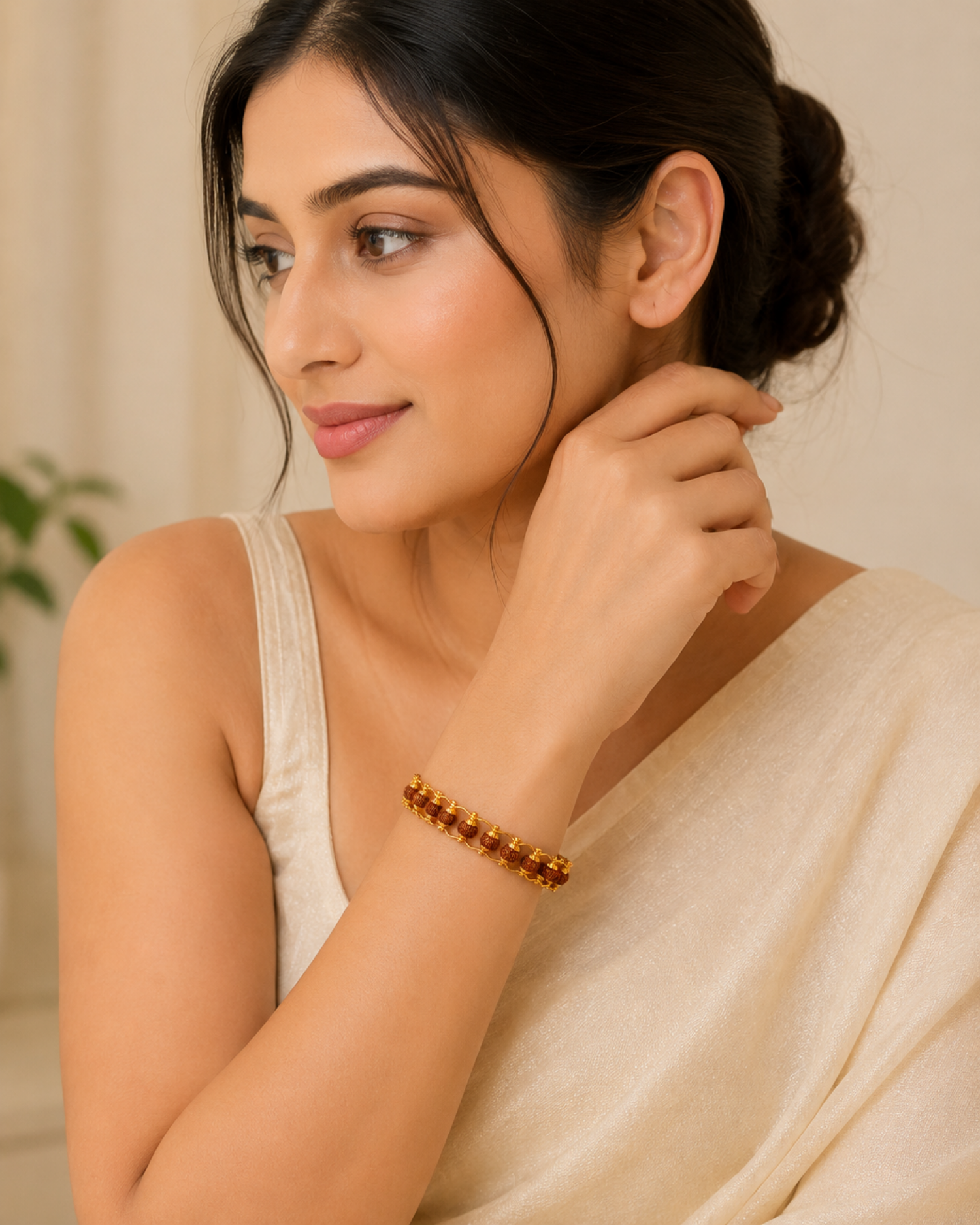 Gold Plated Modern Rudraksh Bracelet