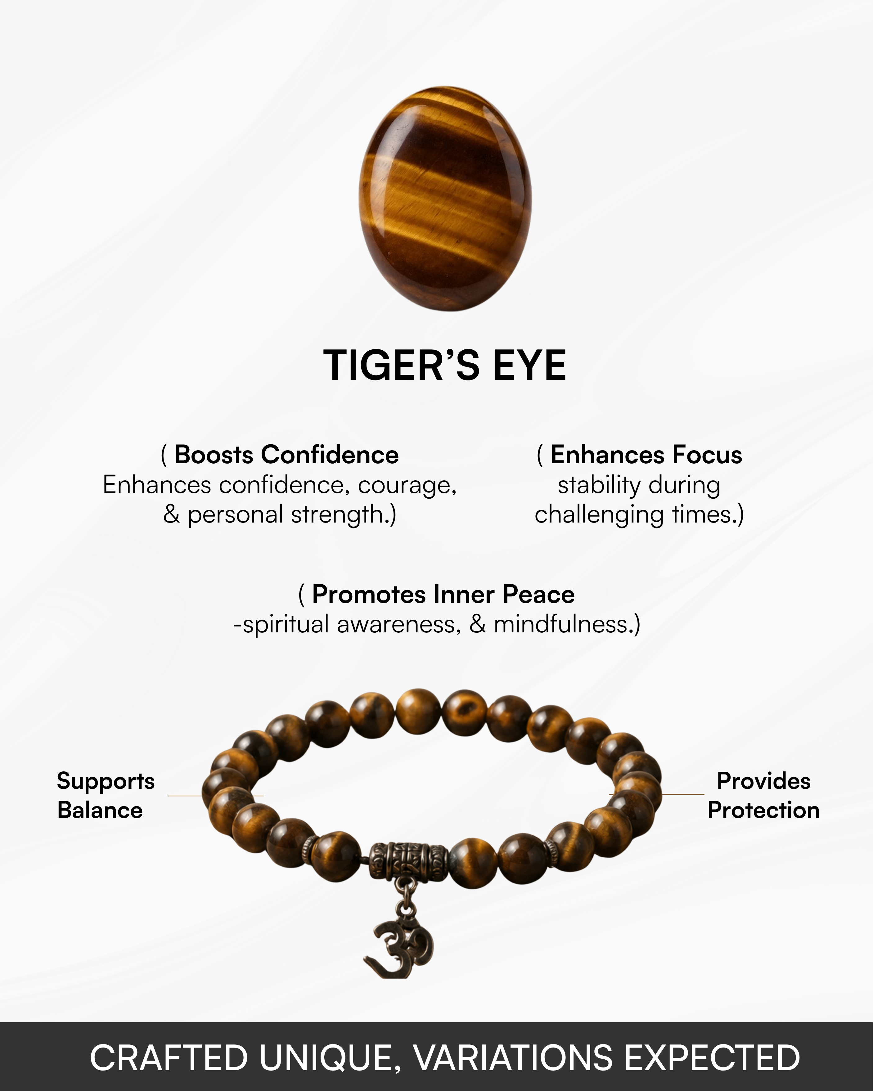 Tiger Eye Om Divine Energy Bracelet
