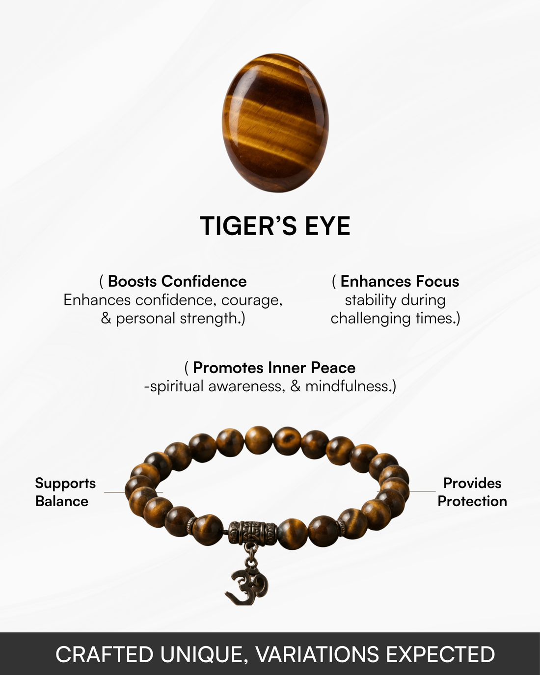 Tiger Eye Om Divine Energy Bracelet