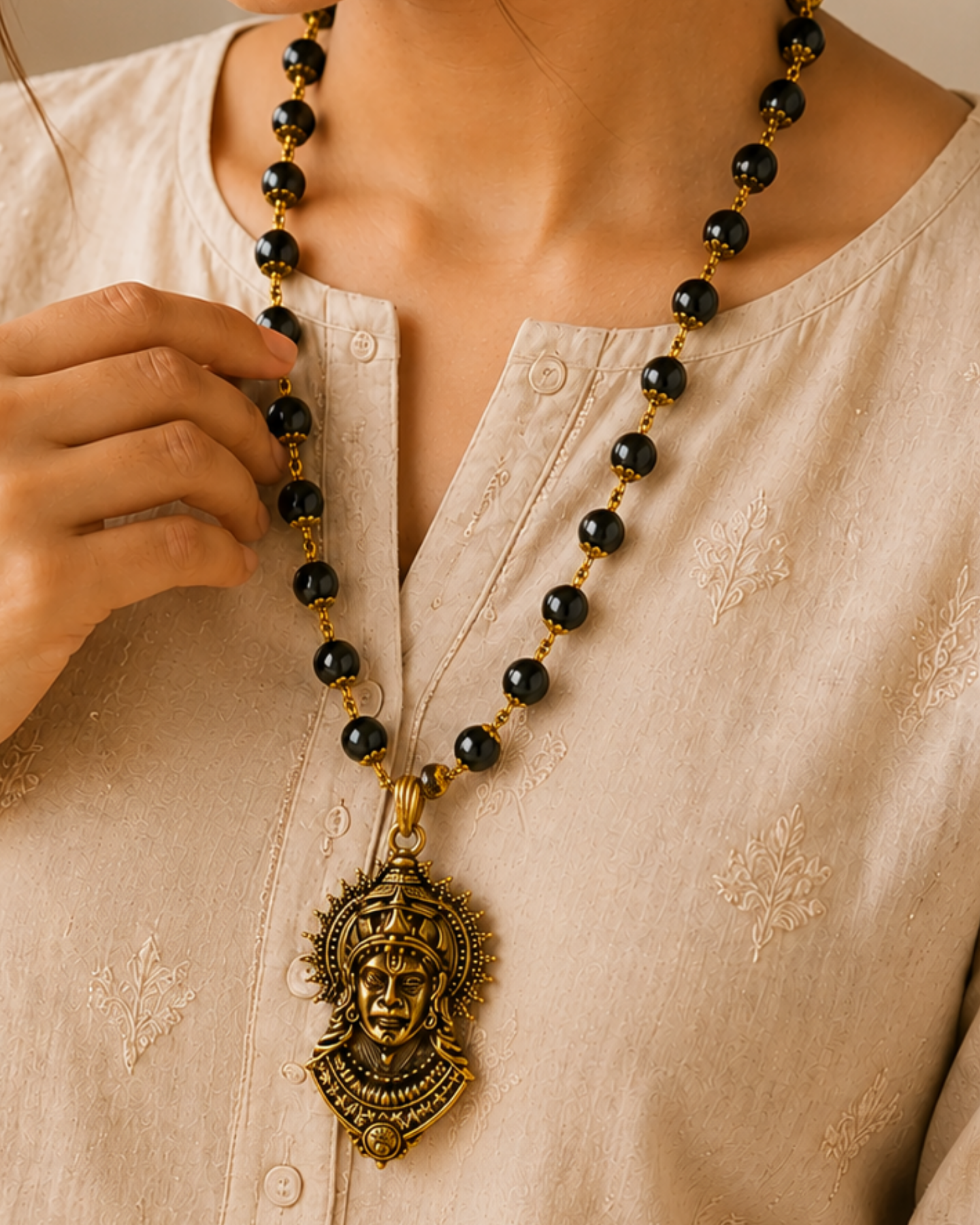 Gold plated Veer hanuman Karungali Shakti Mala