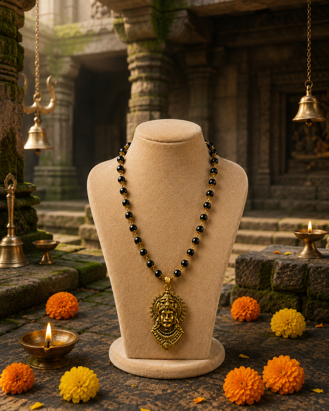 Gold plated Veer hanuman Karungali Shakti Mala