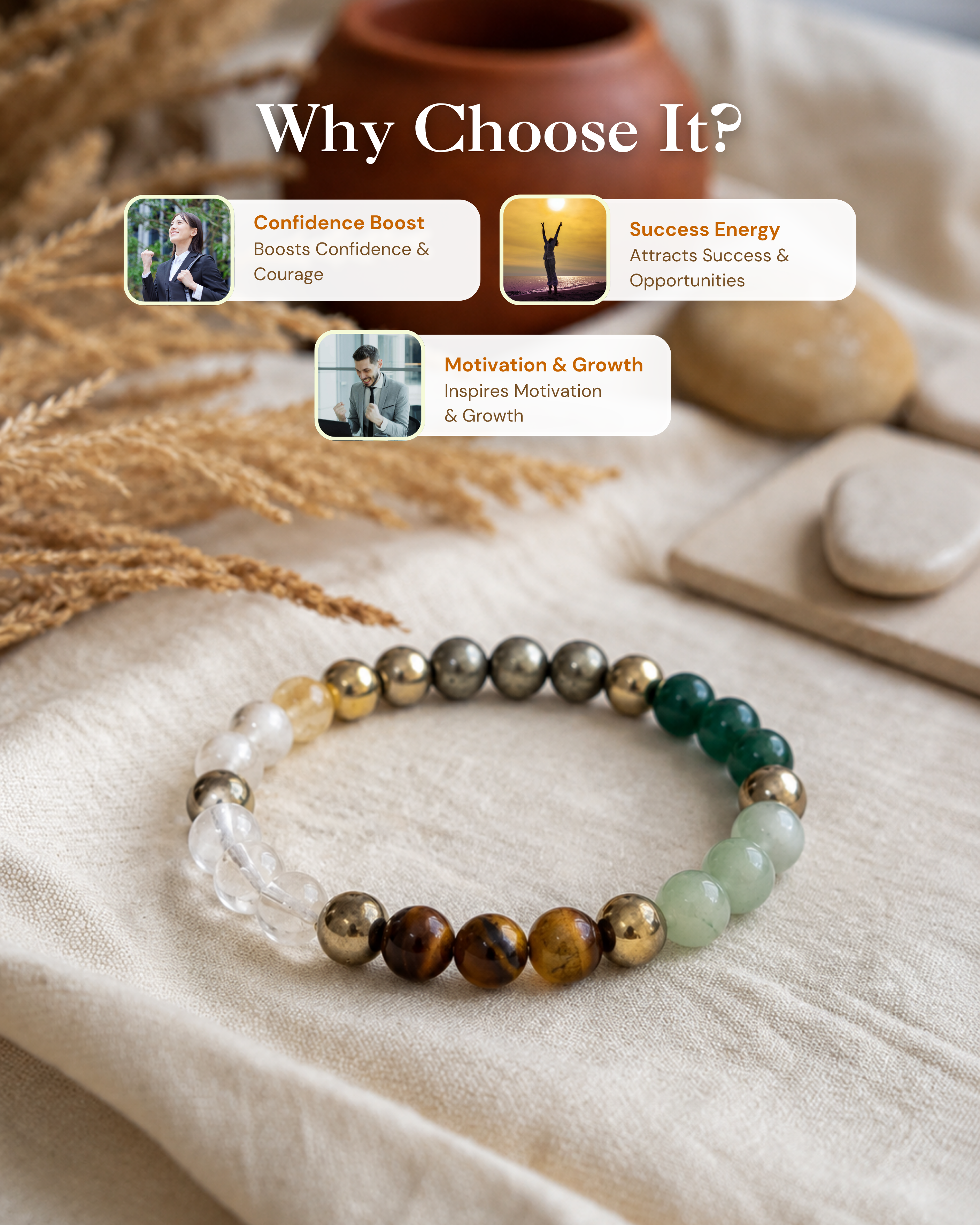 Dhanlabh Band with Pyrite, Citrine, Aventurine, Sphatic & Jade Beads