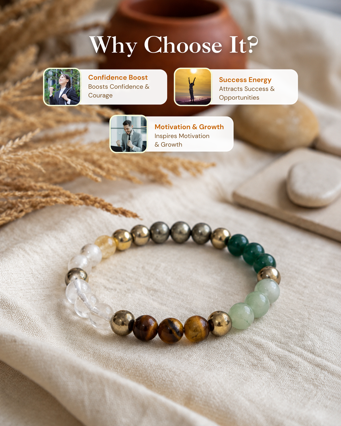 Dhanlabh Band with Pyrite, Citrine, Aventurine, Sphatic & Jade Beads