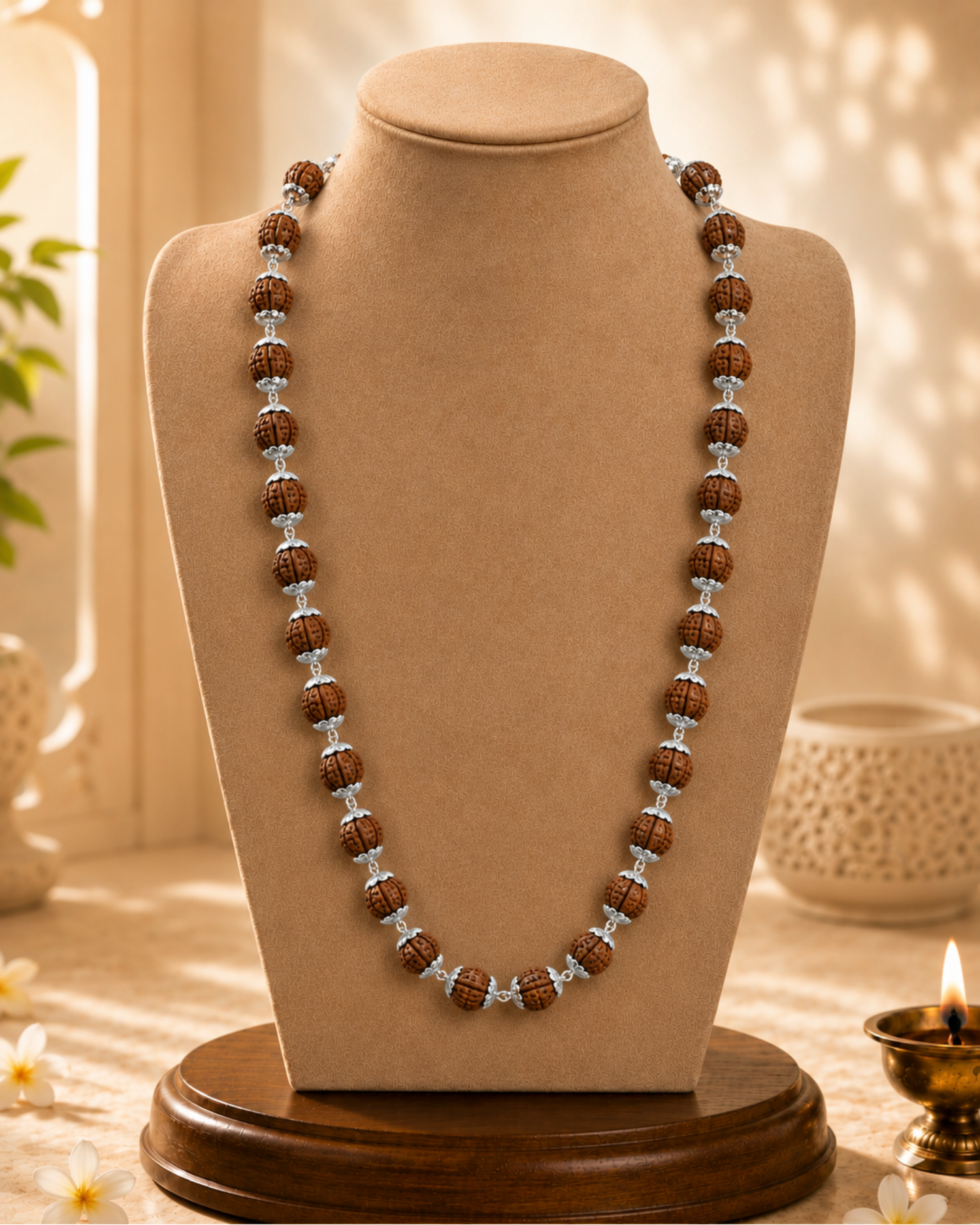 Silver Plated Elegant Rudraksh Mala