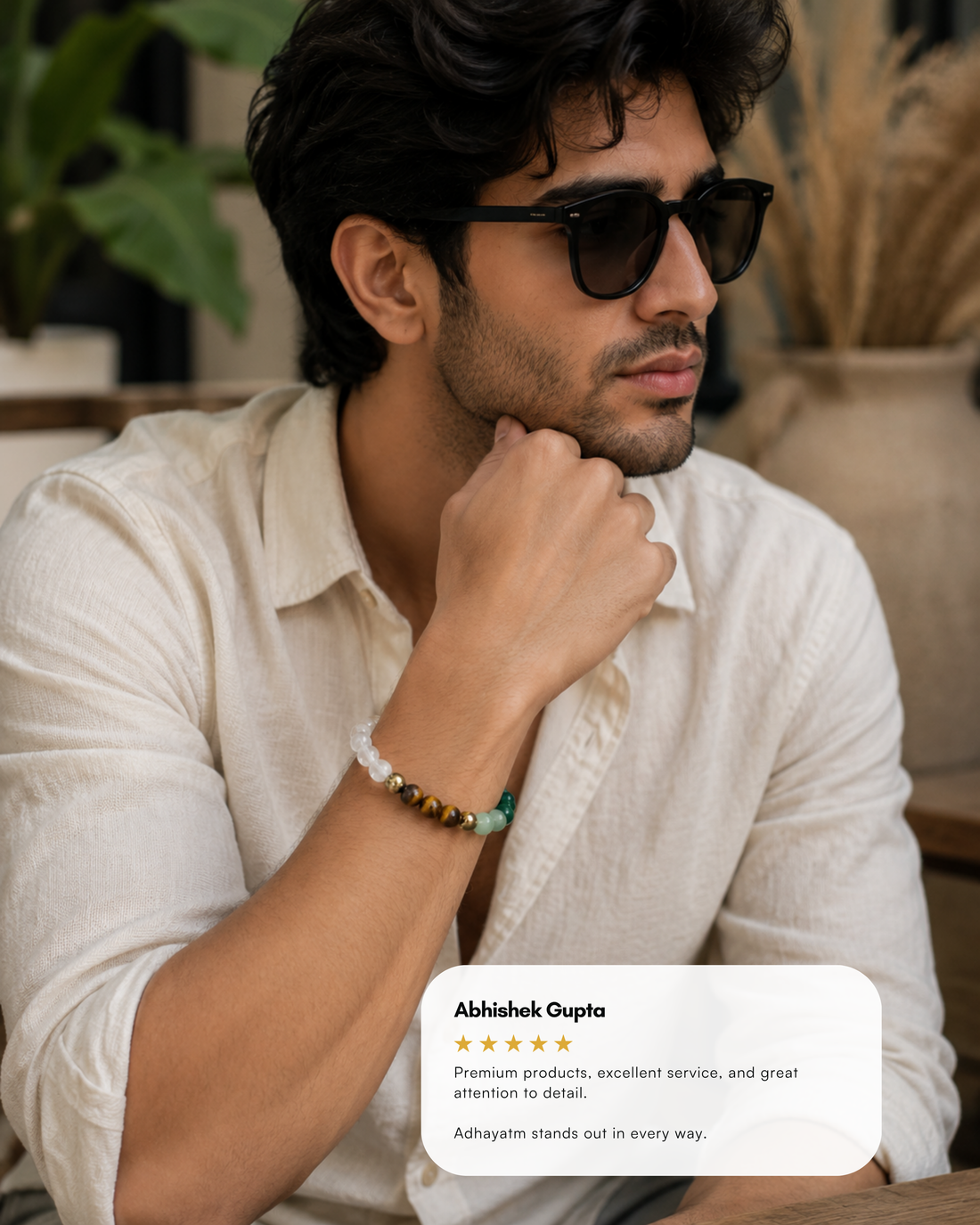 Dhanlabh Band with Pyrite, Citrine, Aventurine, Sphatic & Jade Beads