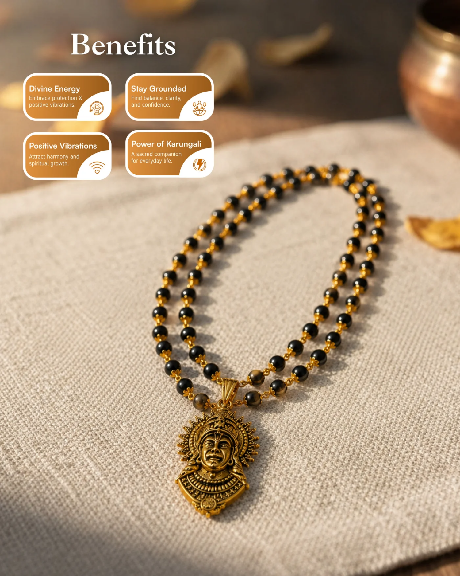 Gold plated Veer hanuman Karungali Shakti Mala