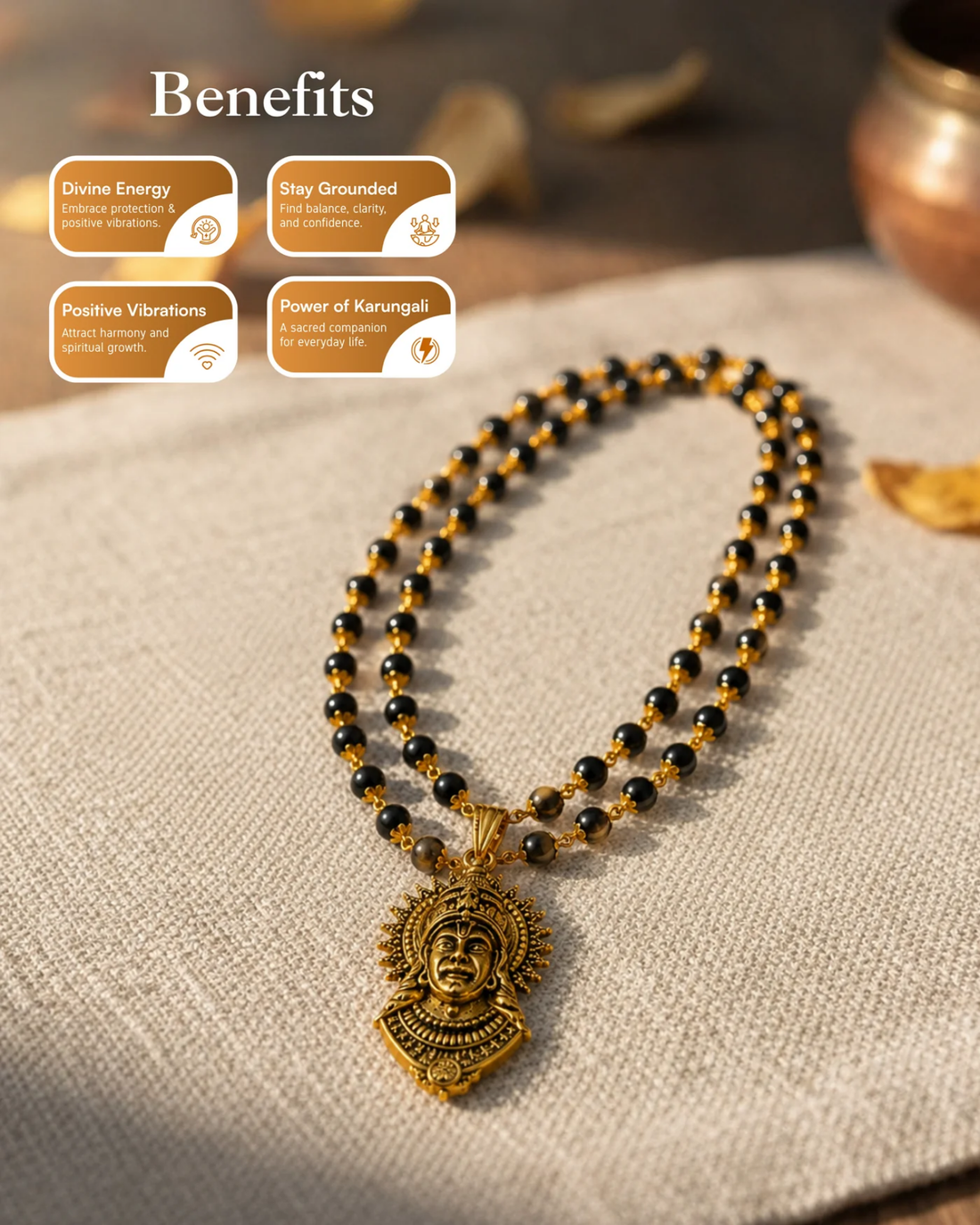 Gold plated Veer hanuman Karungali Shakti Mala