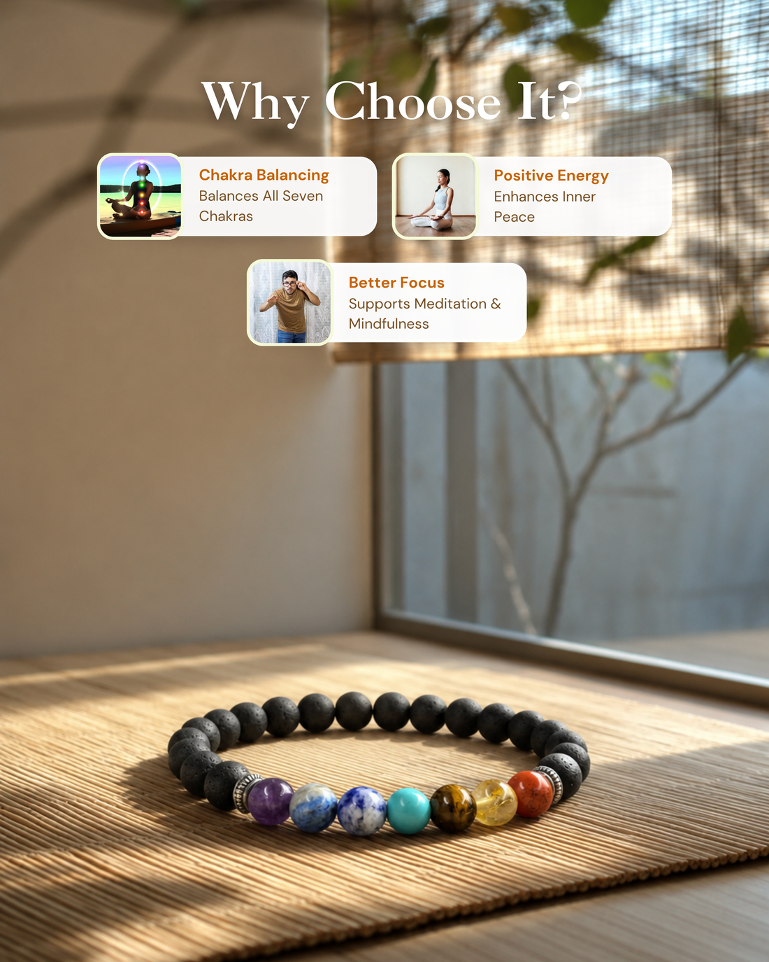 Karungali Seven Chakra Band-Natural Ebony Wood