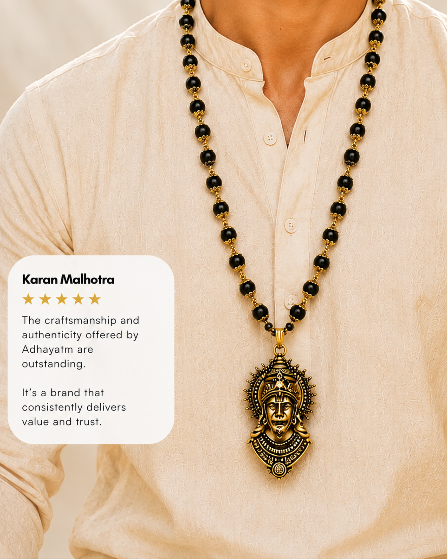 Gold plated Veer hanuman Karungali Shakti Mala