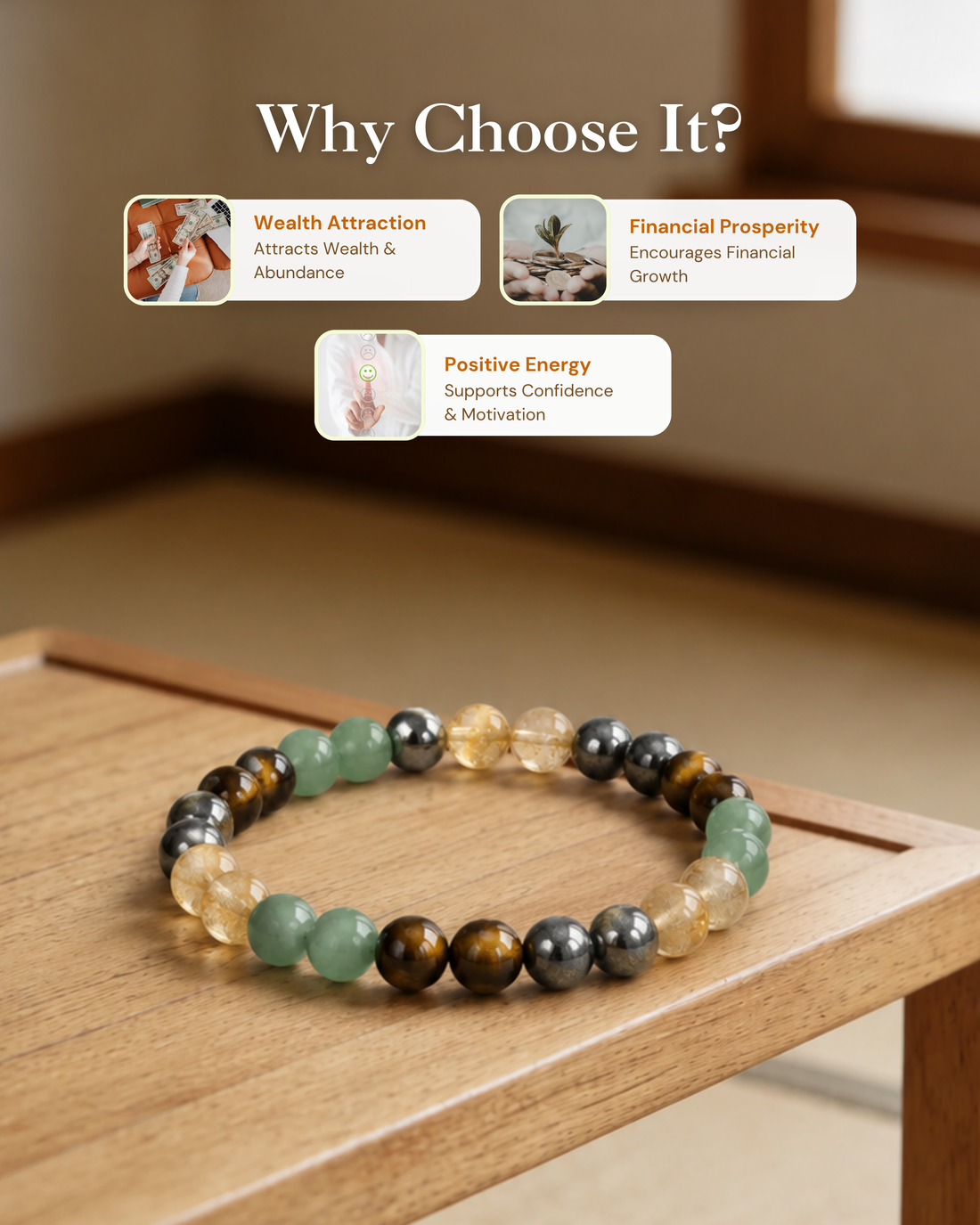 Money Magnet Bracelet -Pyrite,Tiger Eye,Citrine & Aventurine Beads