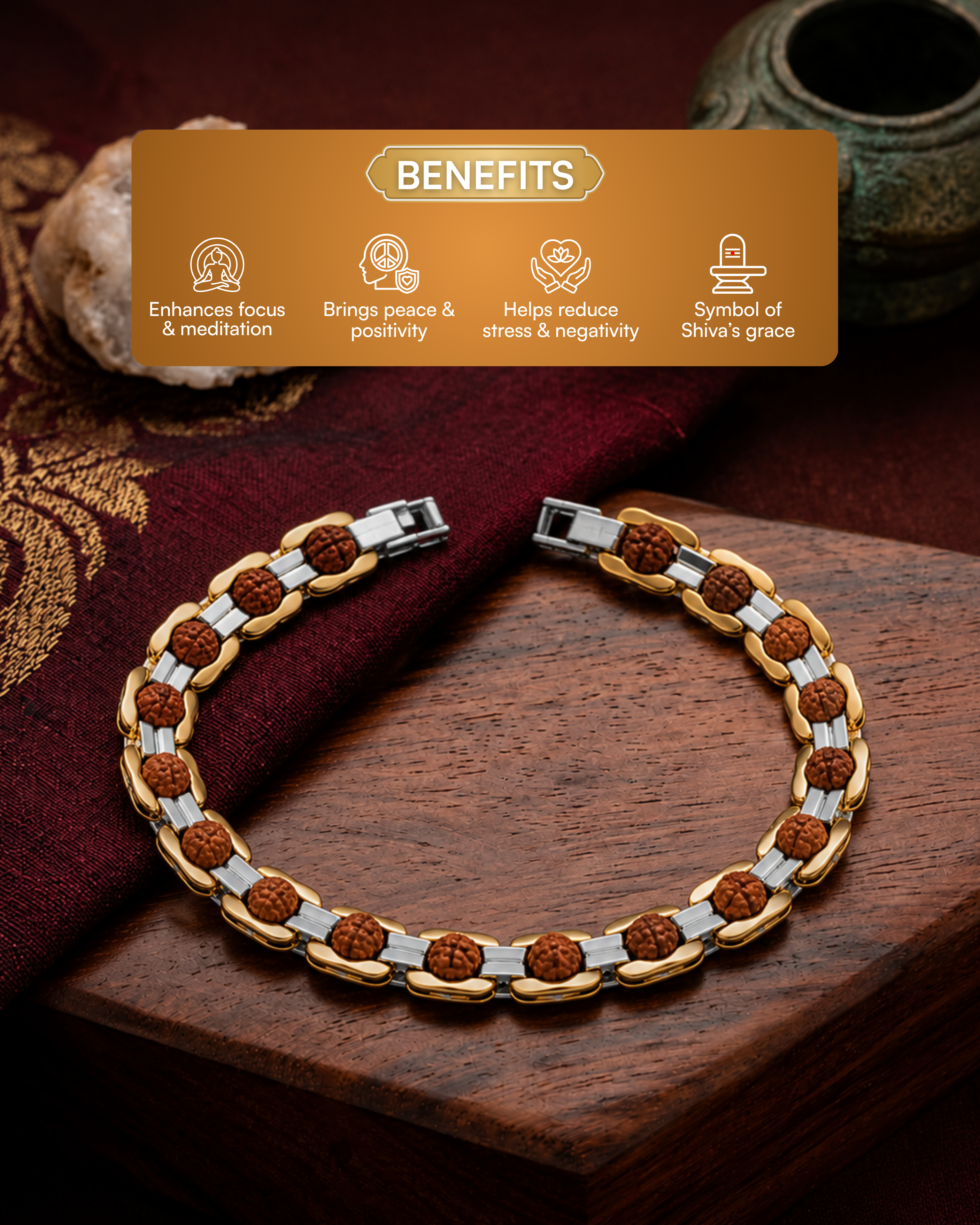Gold Plated Dual Tone Rudraksh Bracelet
