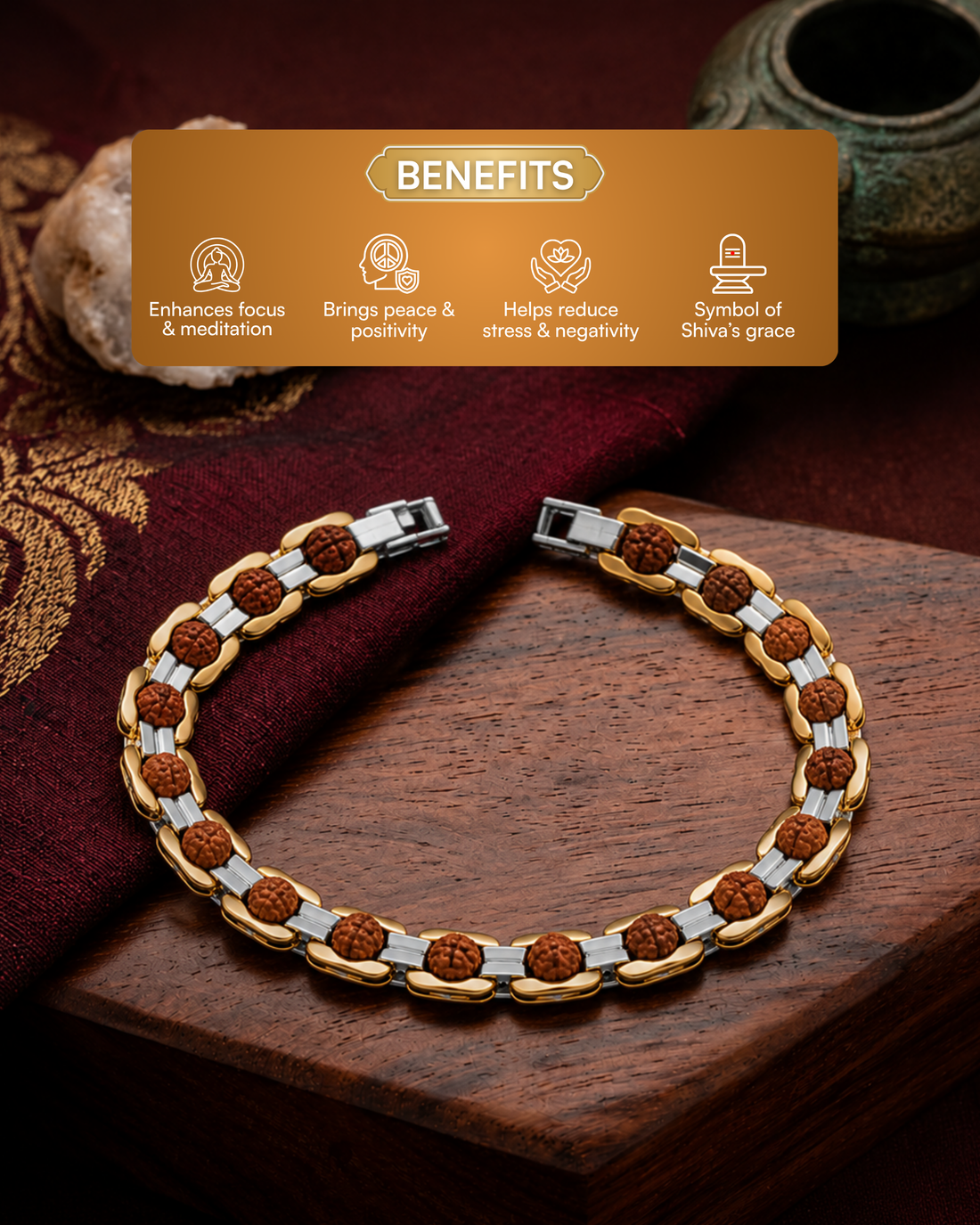 Gold Plated Dual Tone Rudraksh Bracelet