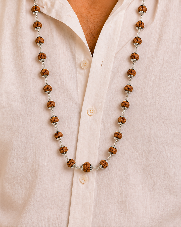 Silver Plated Elegant Rudraksh Mala