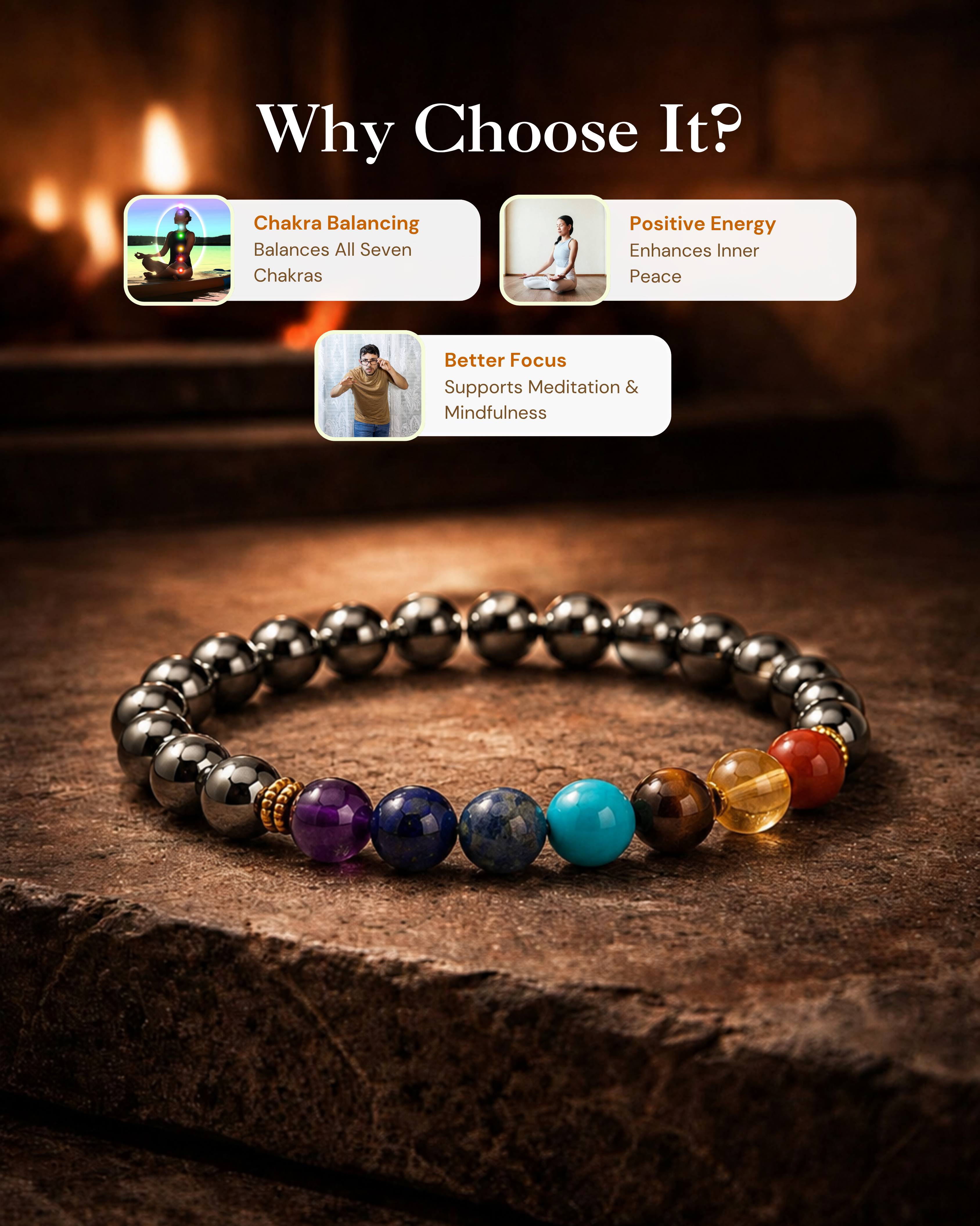 Pyrite Seven Chakra Band
