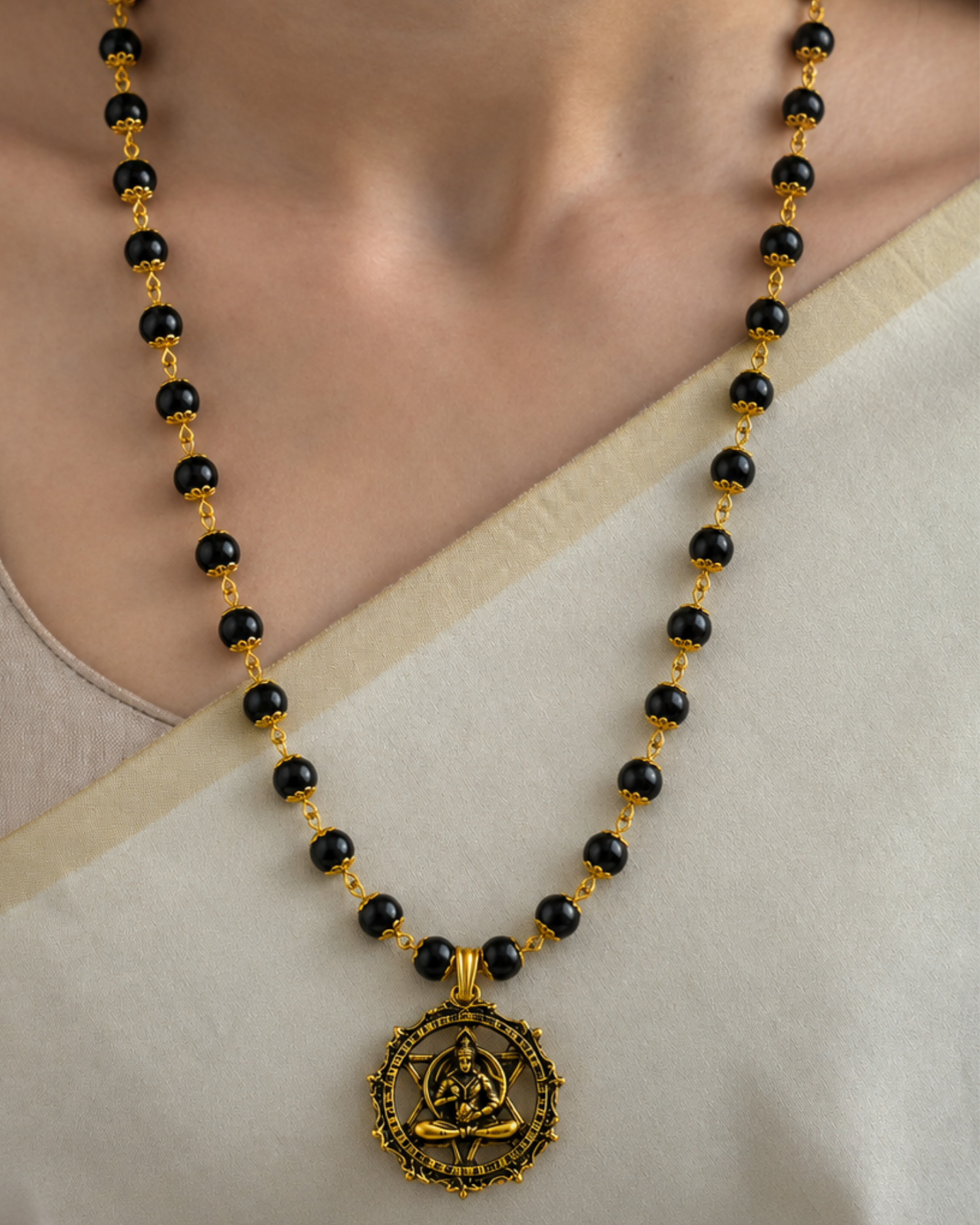 Gold Plated Bajrang Protection Karungali Mala