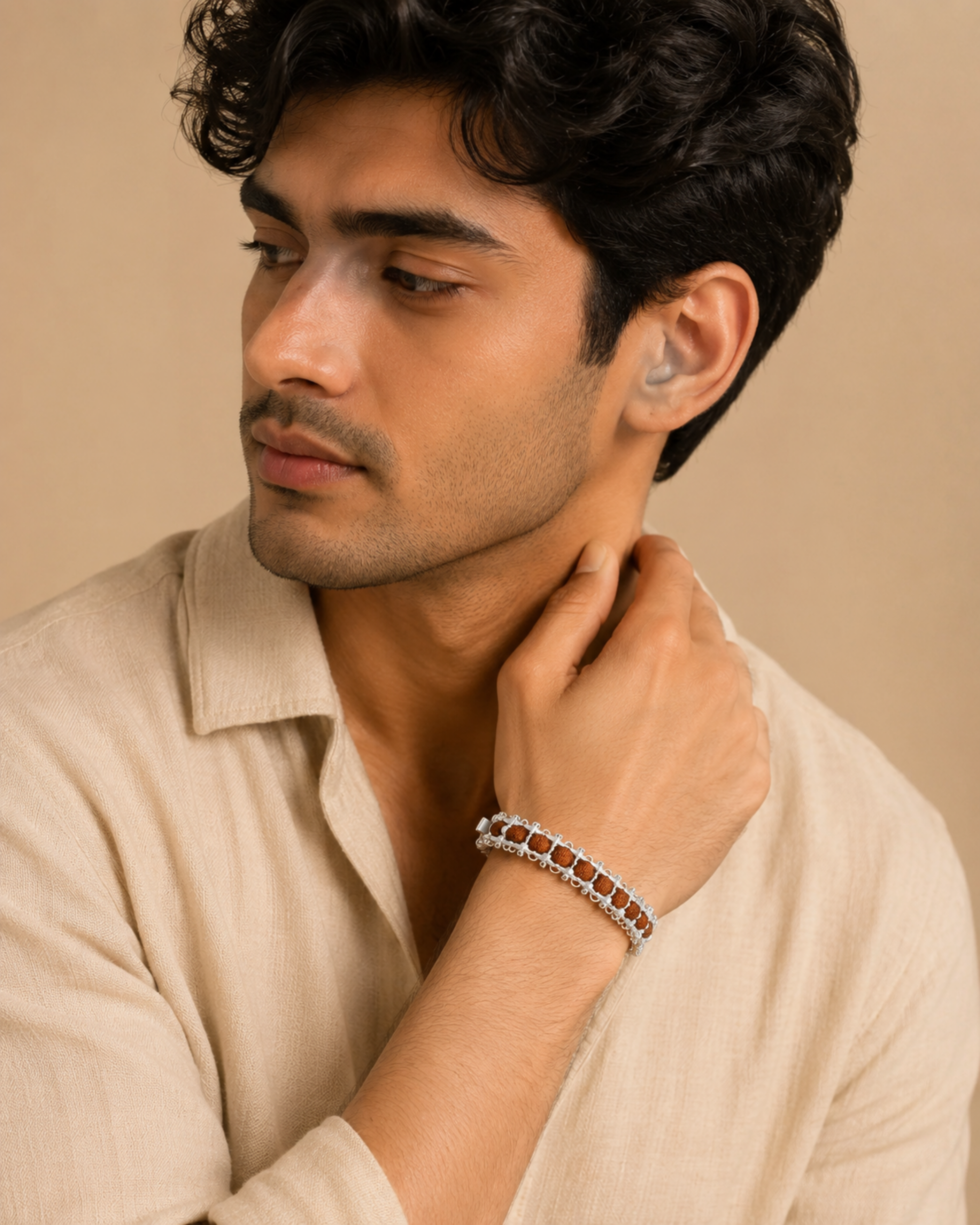 Silver Plated Modern Rudraksh Bracelet