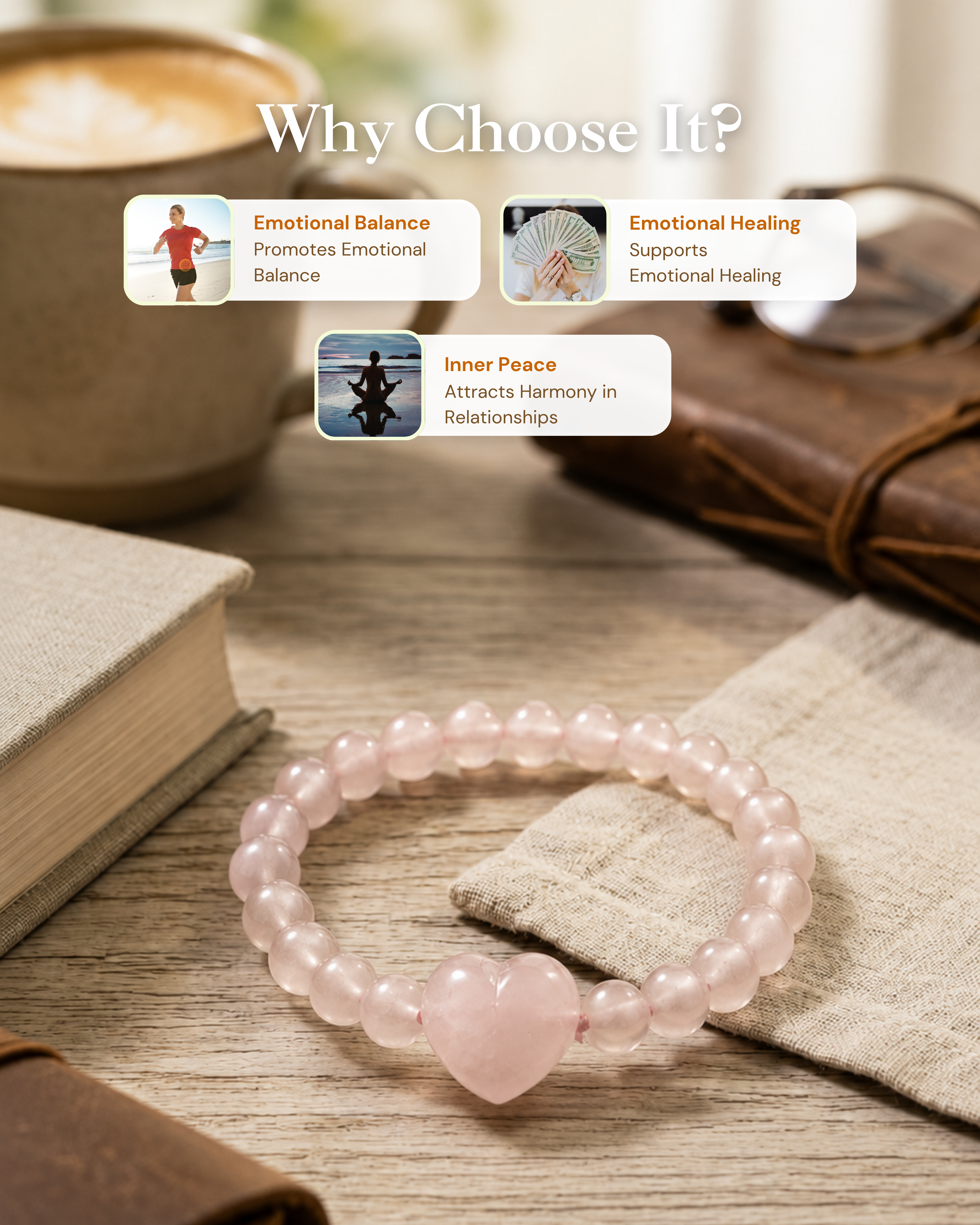 Rose Quartz Queen of Hearts Band