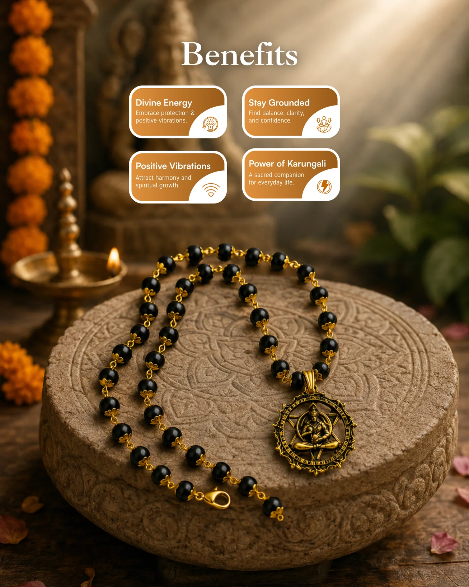 Gold Plated Bajrang Protection Karungali Mala