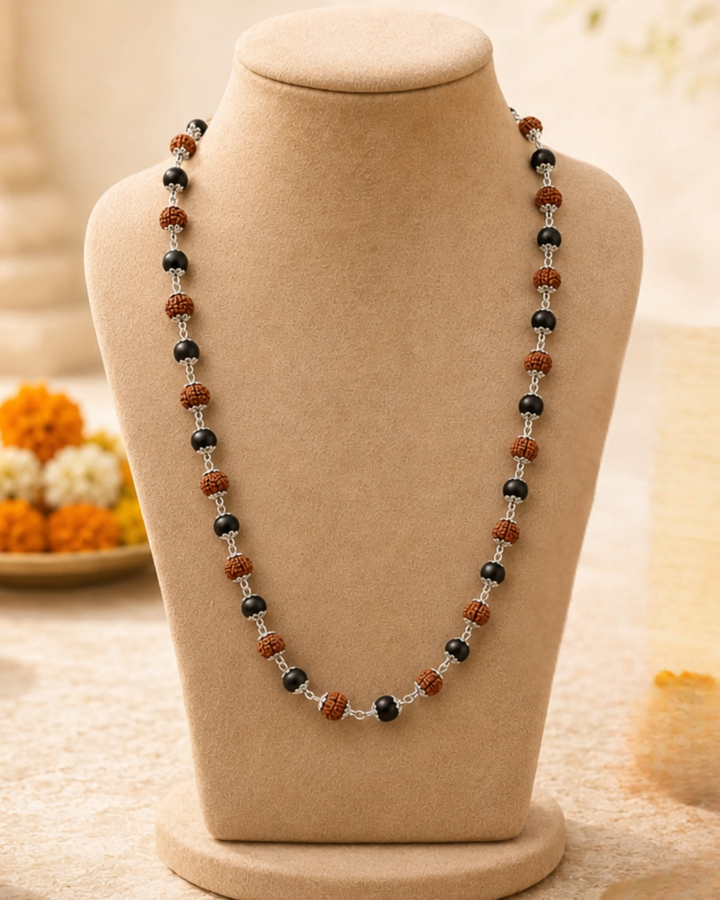 Silver Plated Rudraksh Karungali Mala