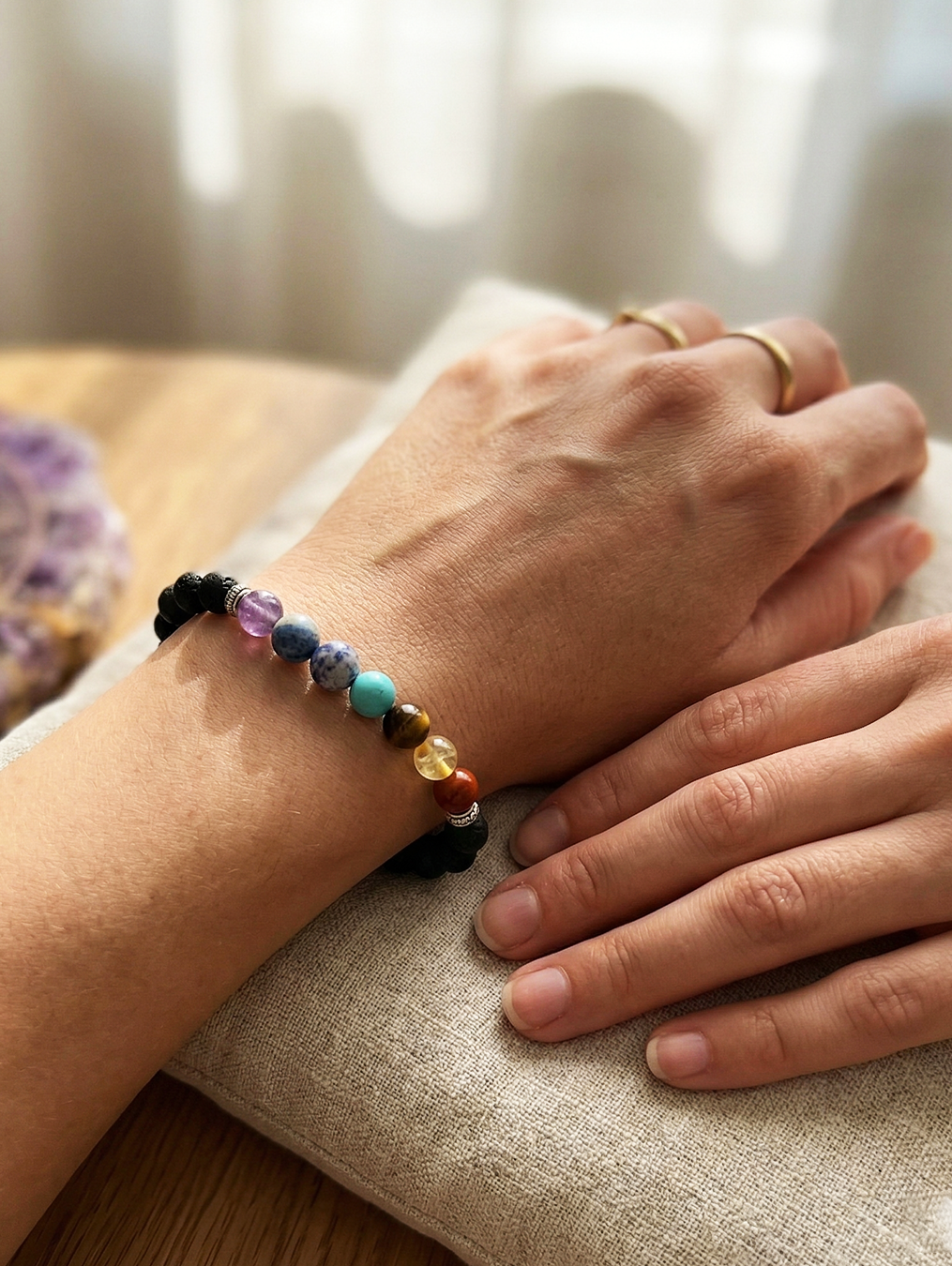 Karungali Seven Chakra Band-Natural Ebony Wood