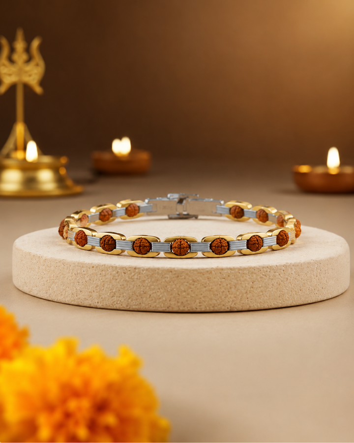 Gold Plated Dual Tone Rudraksh Bracelet