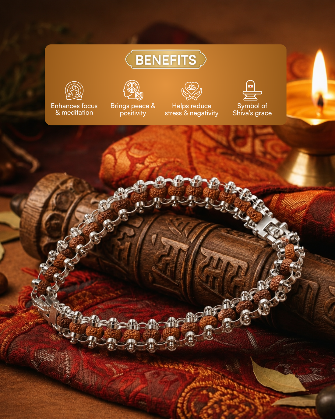 Silver Plated Modern Rudraksh Bracelet