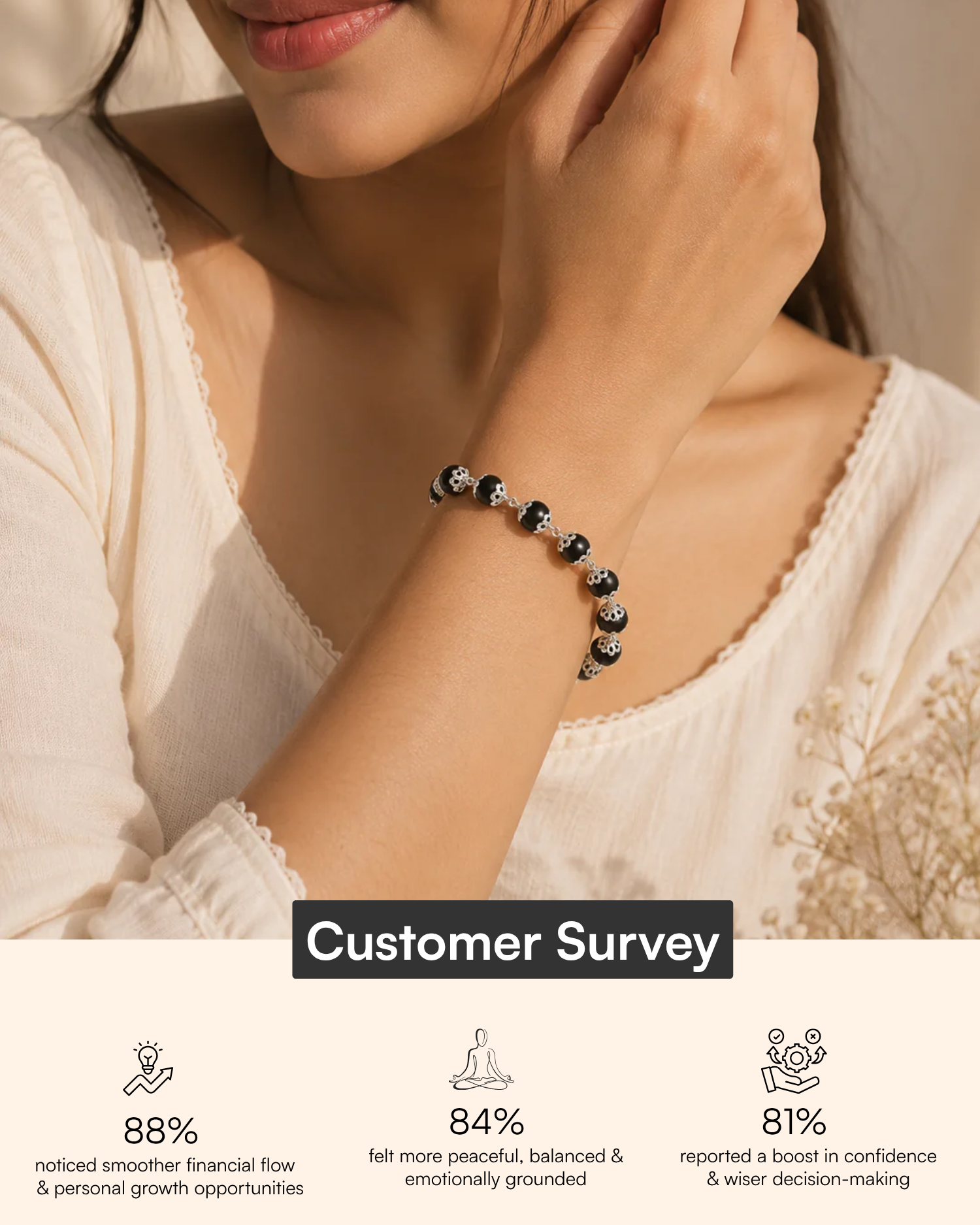 Silver Plated Karungali Beads Bracelet for Women