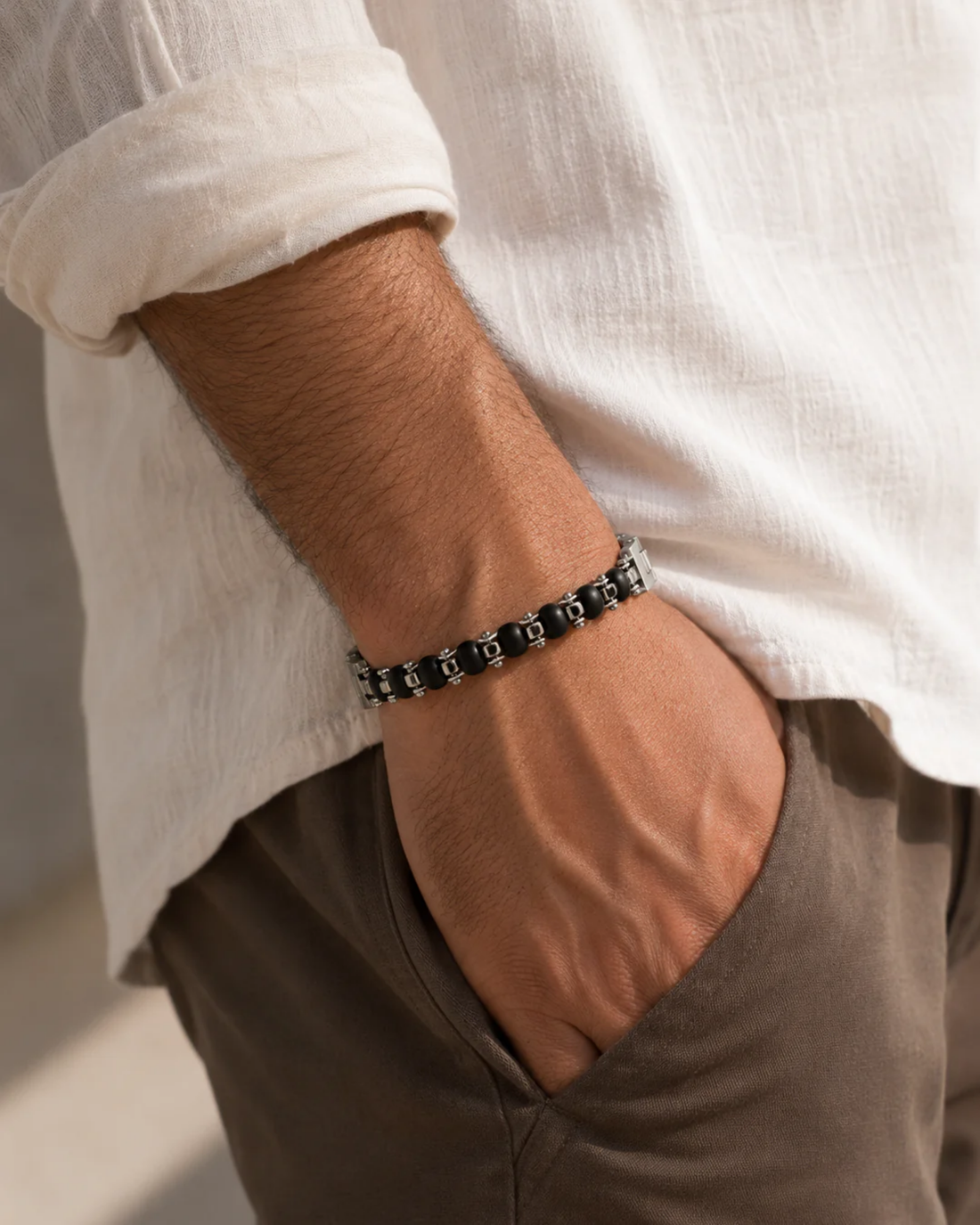 Silver Plated Karungali Modern Bracelet