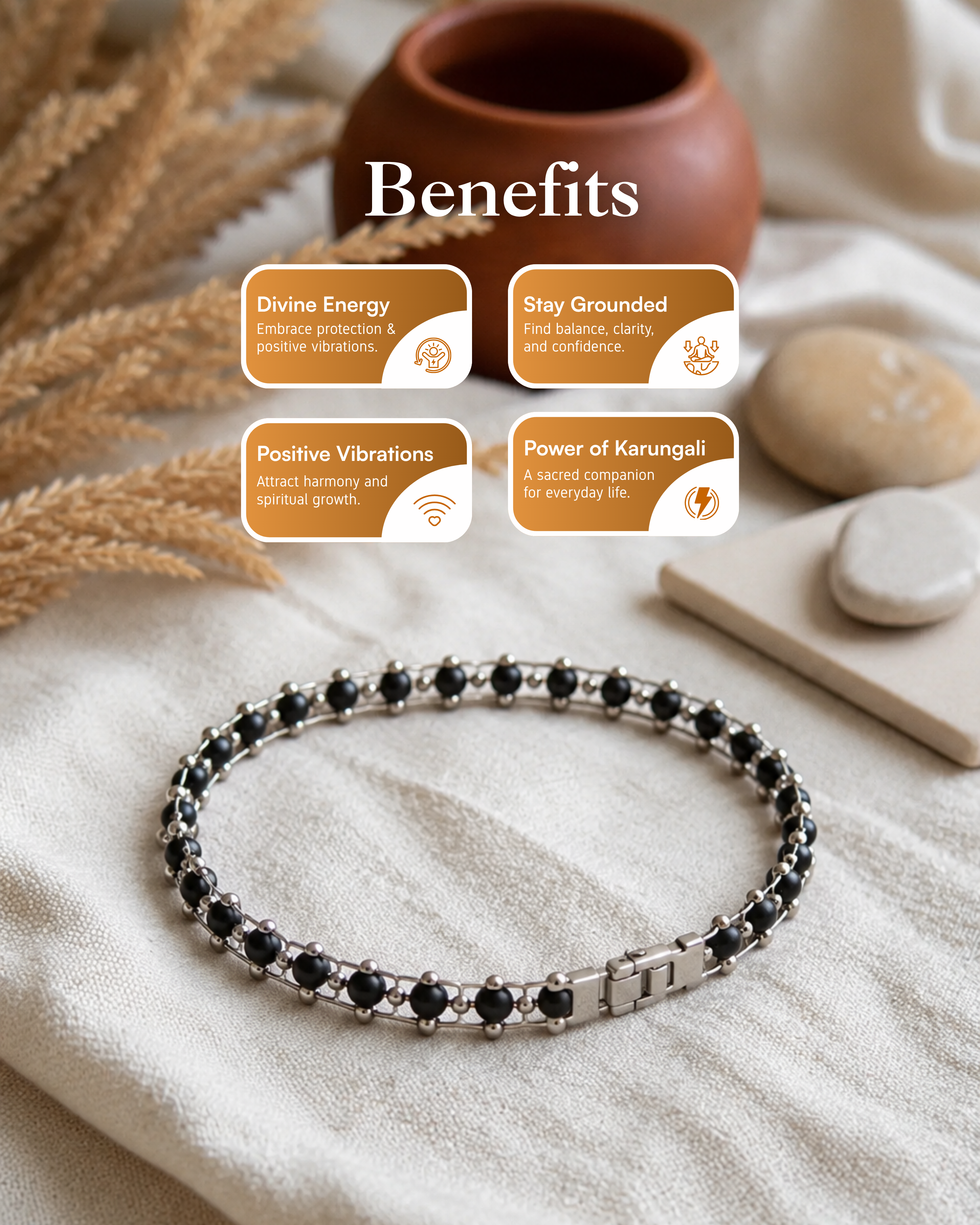 Silver Plated Karungali Modern Bracelet