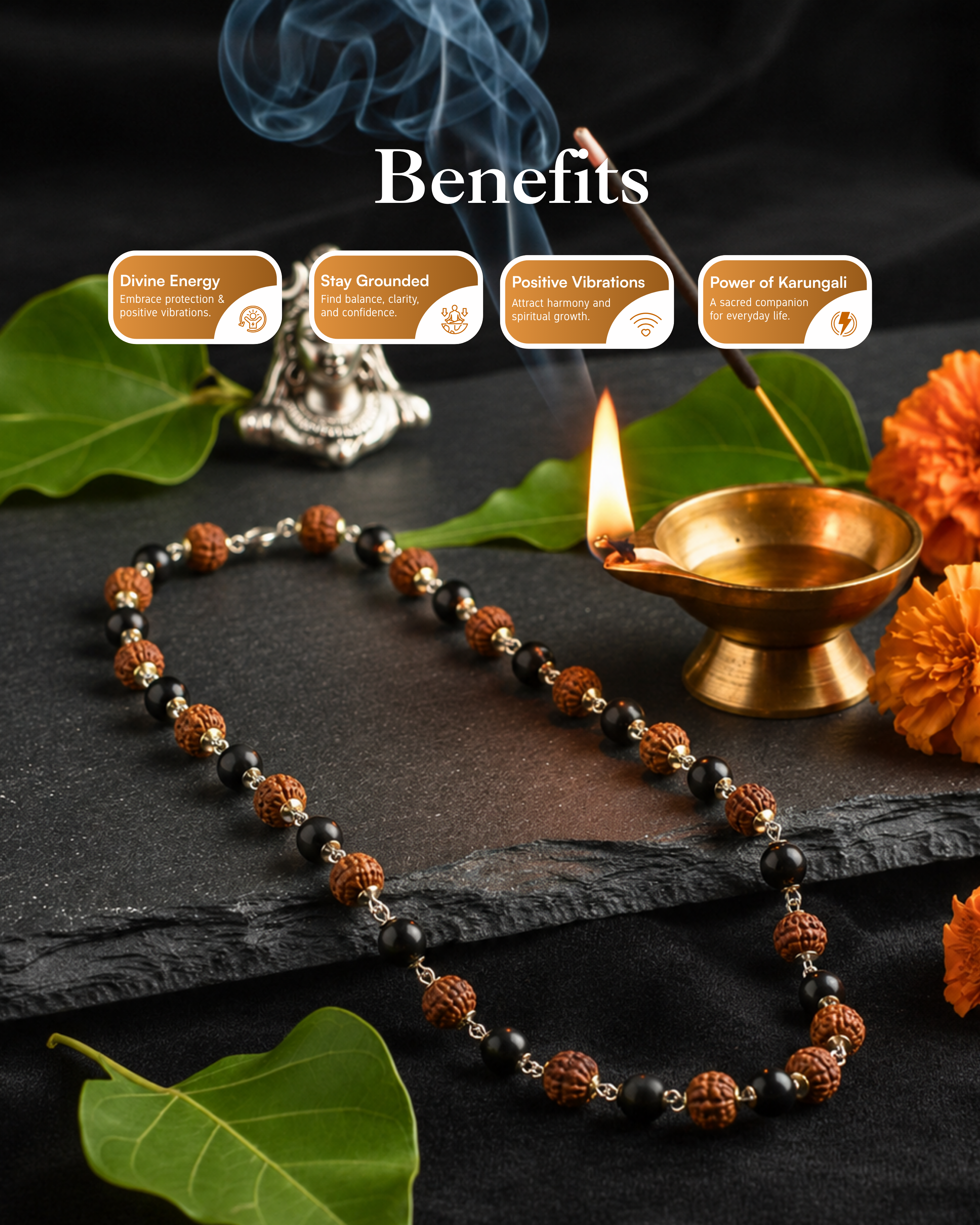 Silver Plated Rudraksh Karungali Mala