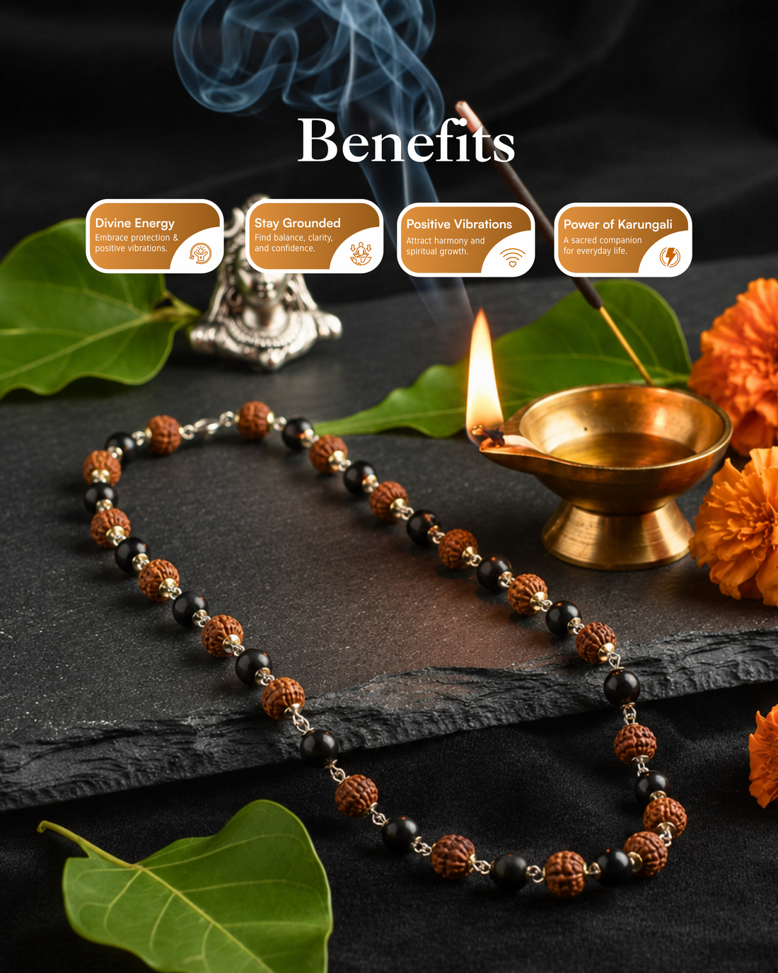 Silver Plated Rudraksh Karungali Mala