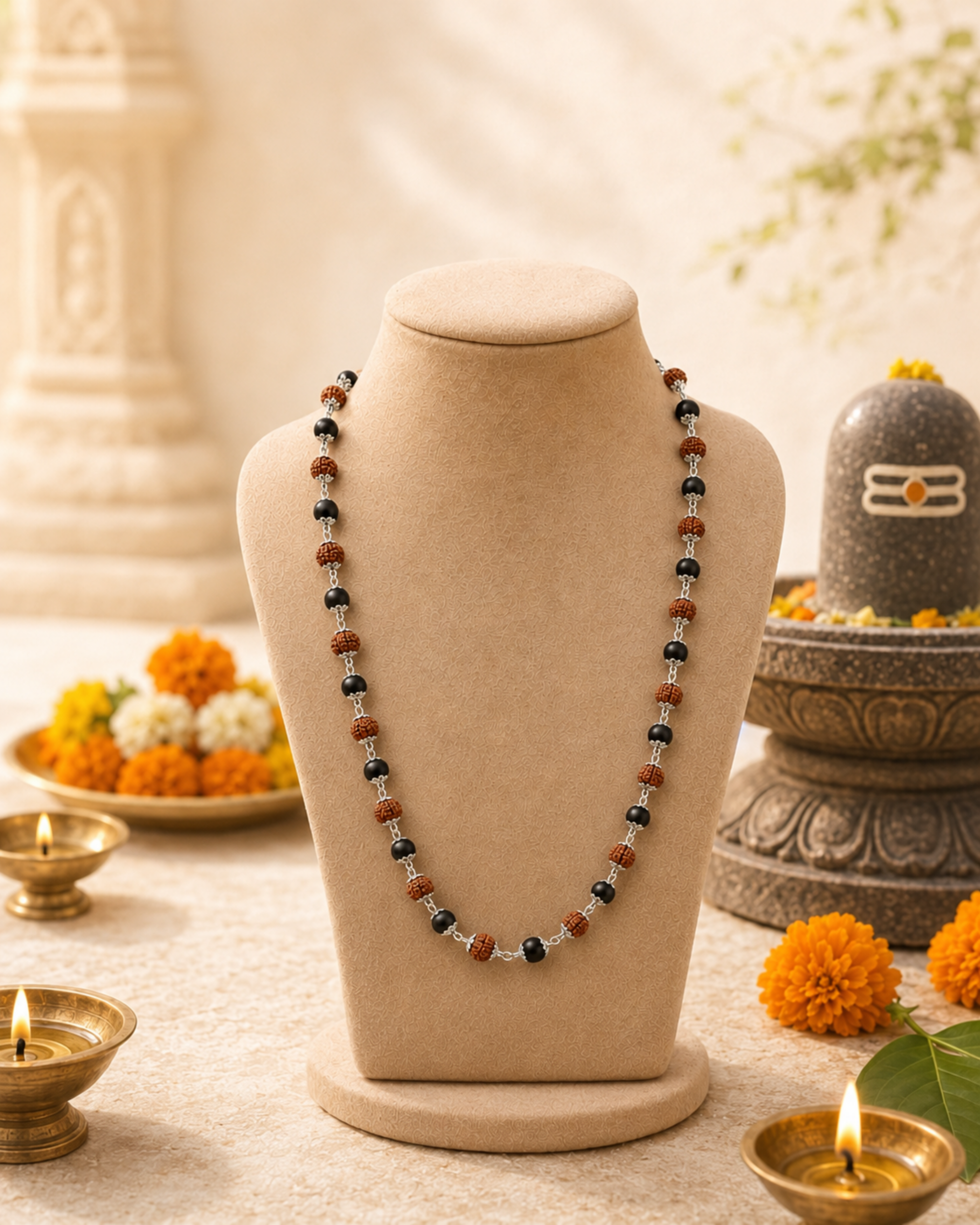 Silver Plated Rudraksh Karungali Mala