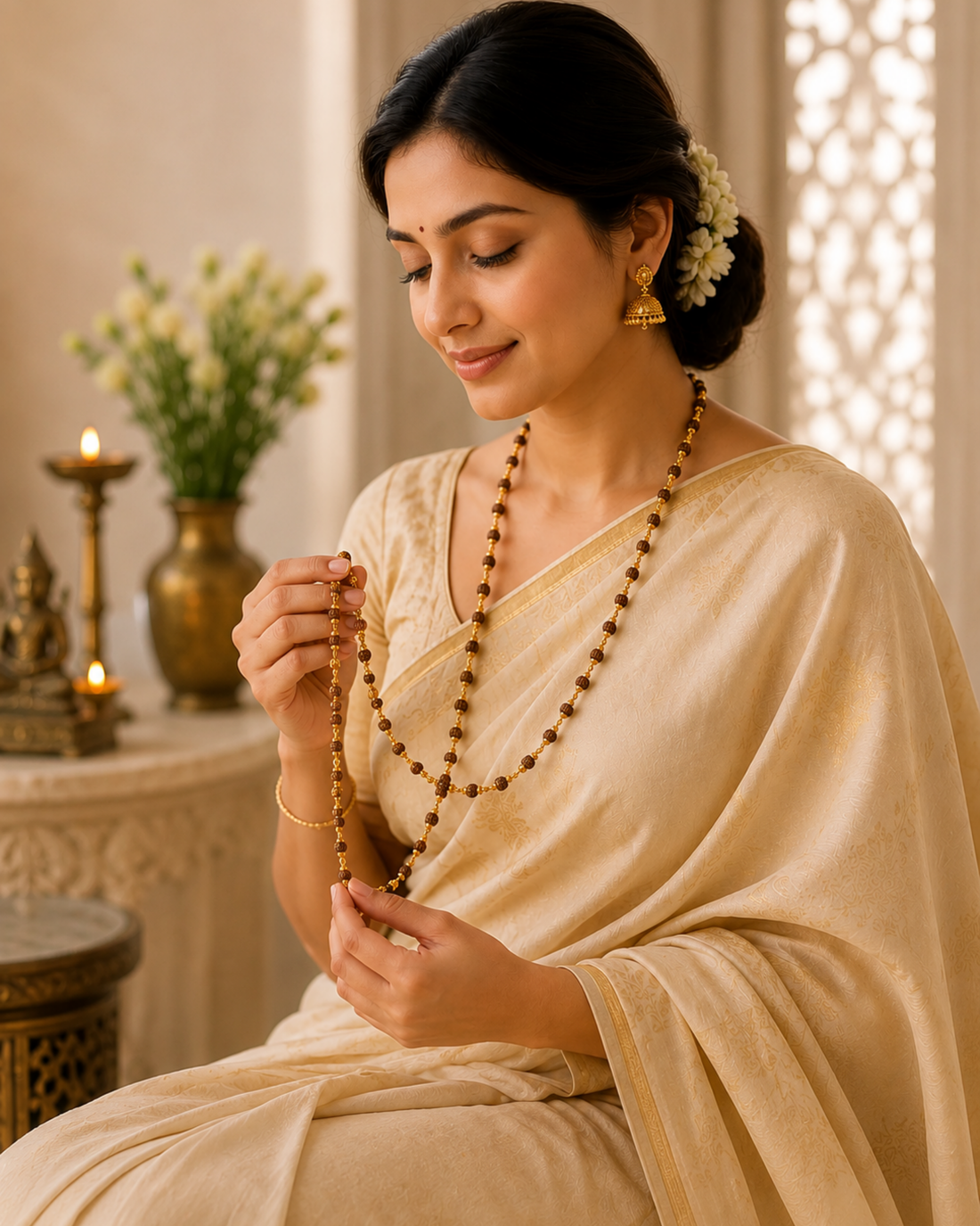Gold Plated Divine Love Rudraksh Mala